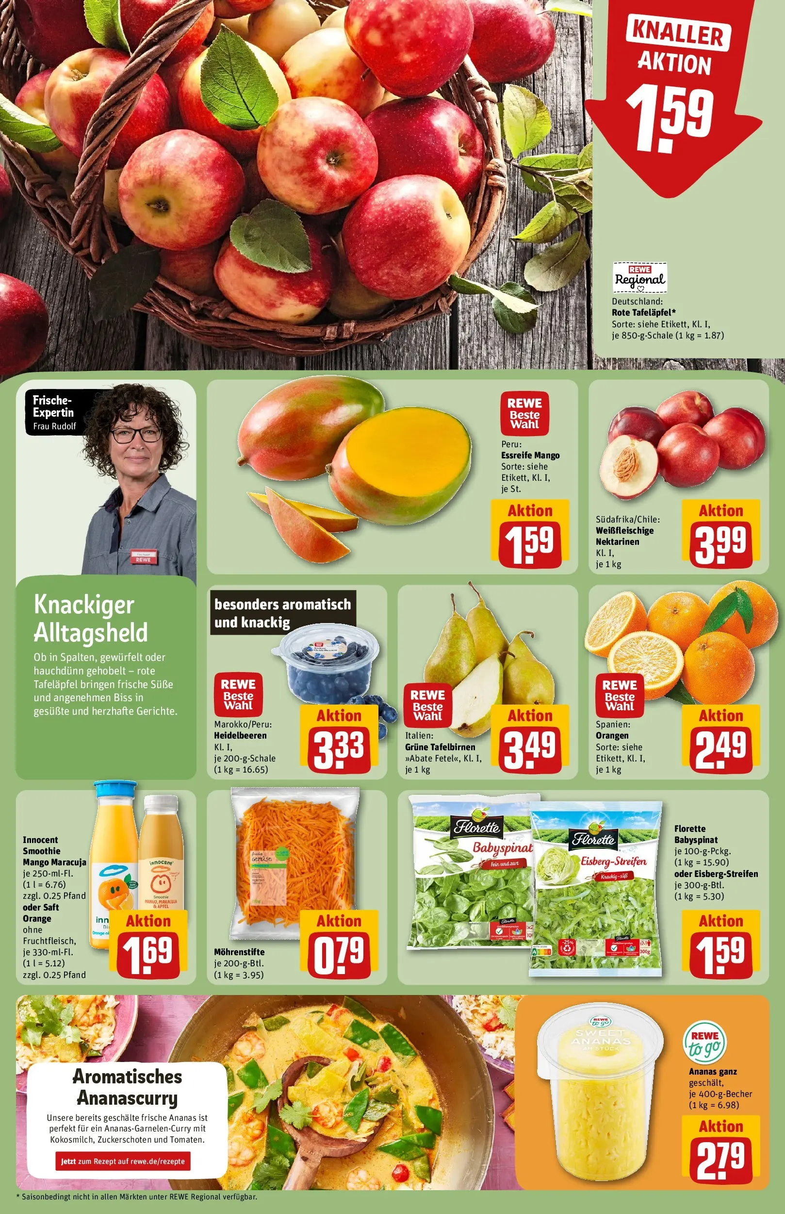 REWE Prospekt ab 09.03.2026 zum Blättern » Angebote | Seite: 6 | Produkte: Nektarinen, Äpfel, Ananas, Saft