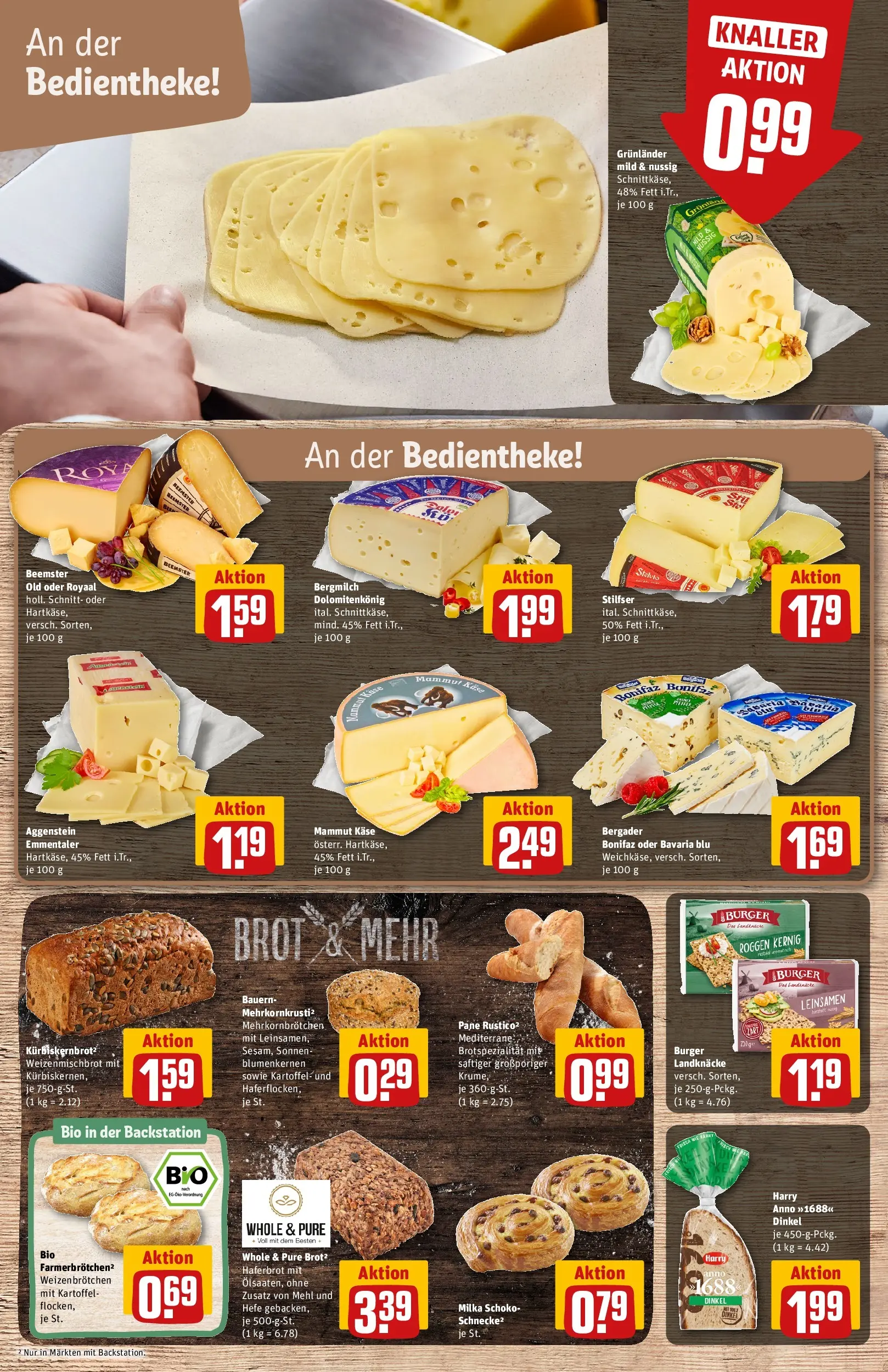 REWE Prospekt ab 09.03.2026 zum Blättern » Angebote | Seite: 11 | Produkte: Käse, Pane, Burger, Milka