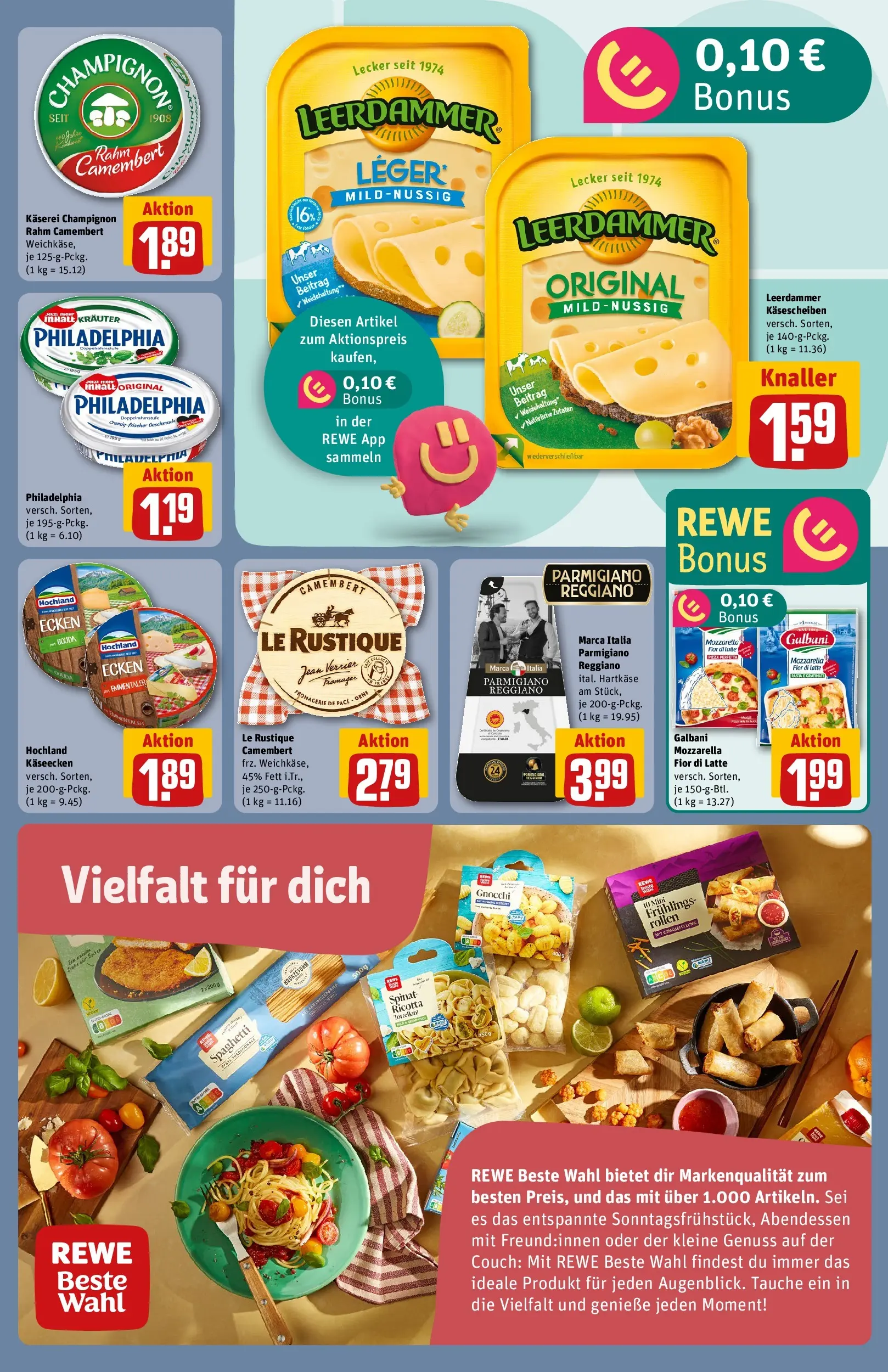 REWE Prospekt ab 09.03.2026 zum Blättern » Angebote | Seite: 13 | Produkte: Couch, Philadelphia, Leerdammer, Pasta