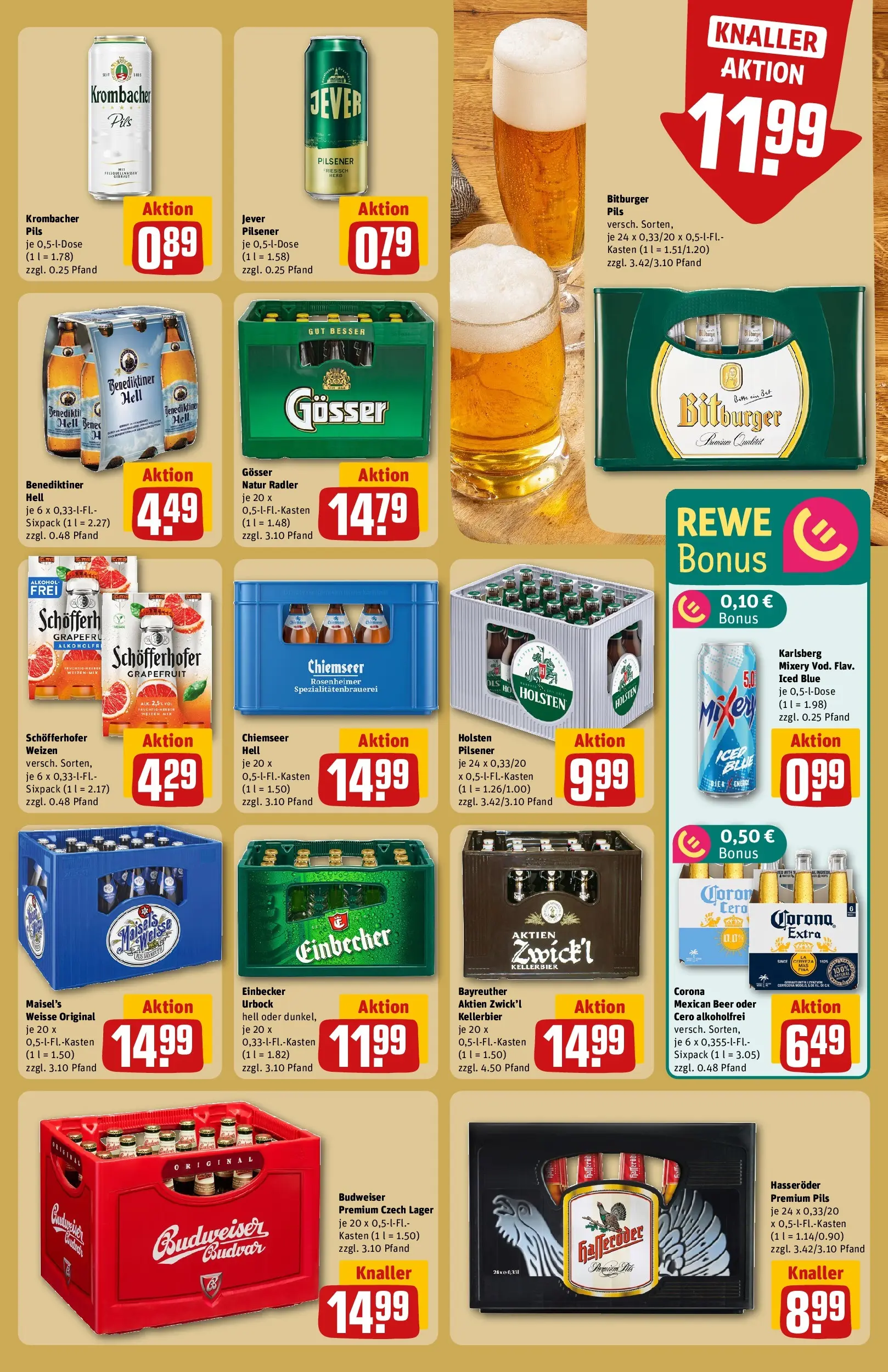 REWE Prospekt ab 09.03.2026 zum Blättern » Angebote | Seite: 21 | Produkte: Bitburger, Pils, Benediktiner hell, Radler