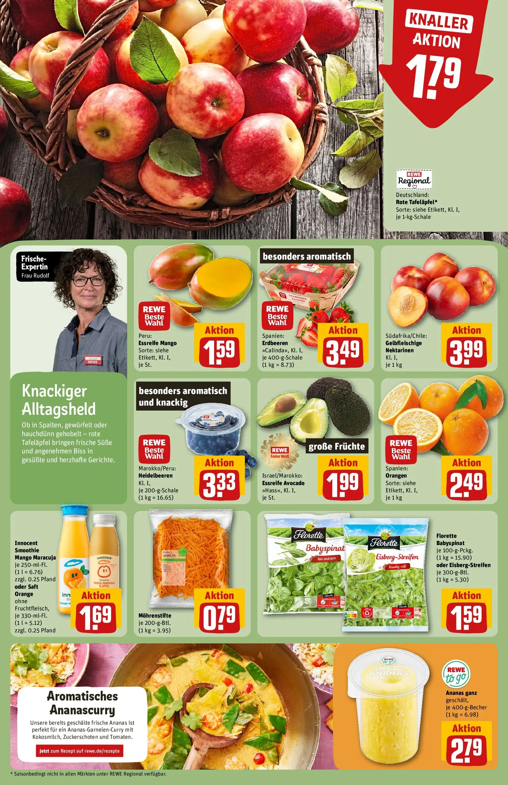 REWE Prospekt ab 09.03.2026 zum Blättern » Angebote | Seite: 6 | Produkte: Nektarinen, Heidelbeeren, Mango, Saft