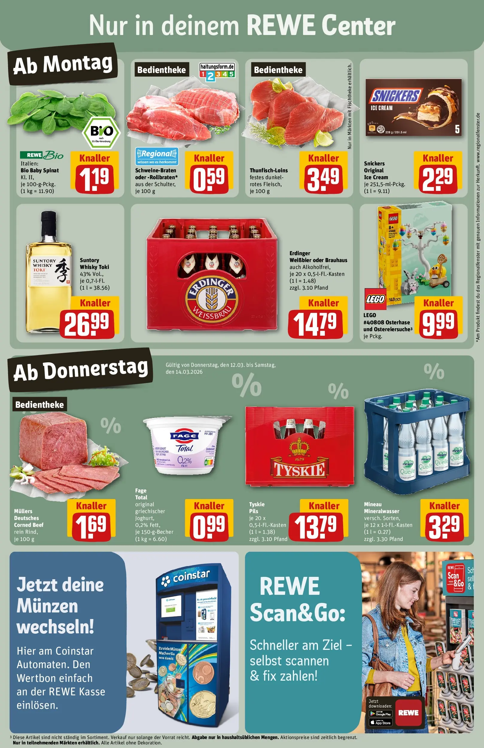 REWE Prospekt ab 09.03.2026 zum Blättern » Angebote | Seite: 3 | Produkte: Tyskie, Erdinger, Weißbier, Snickers
