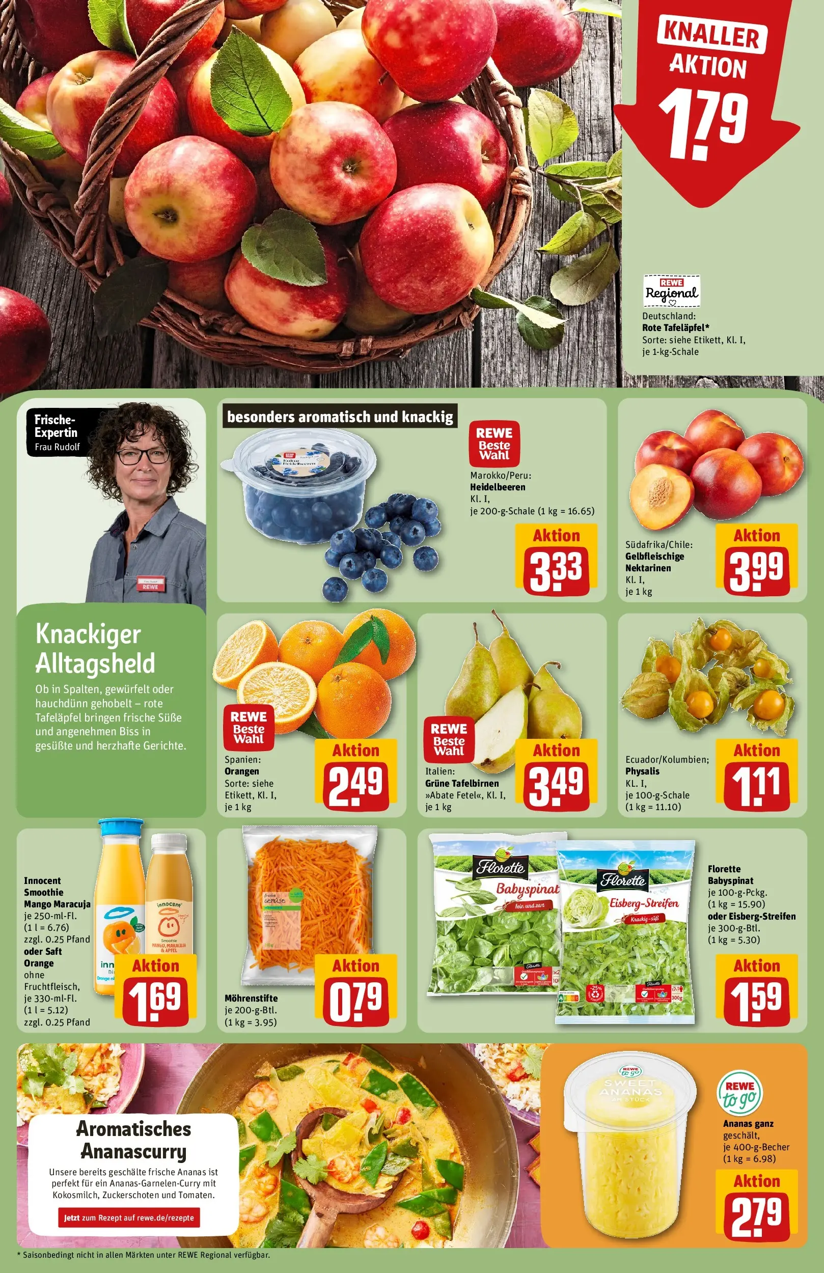 REWE Prospekt ab 09.03.2026 zum Blättern » Angebote | Seite: 6 | Produkte: Nektarinen, Orangen, Heidelbeeren, Saft