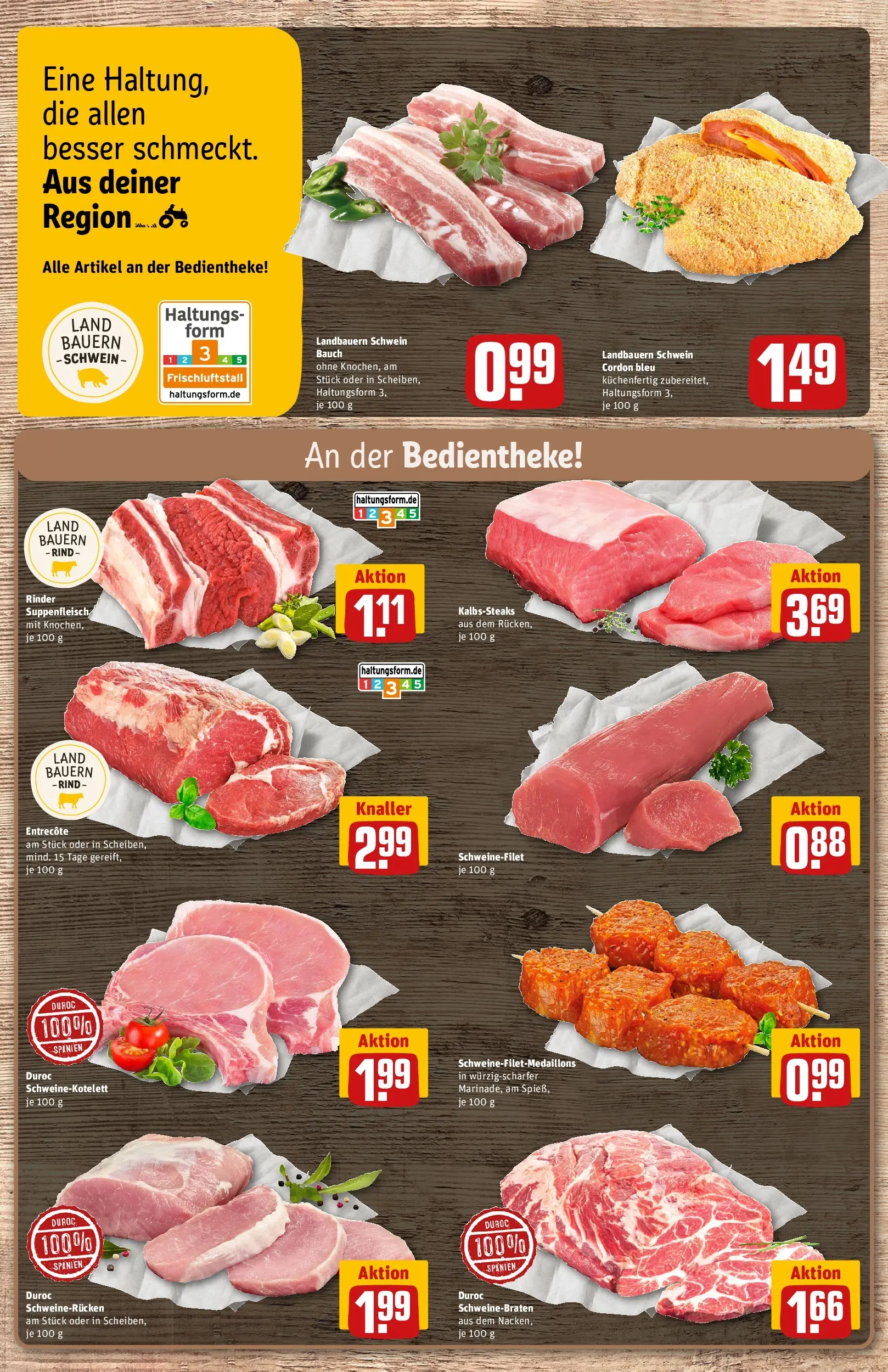 REWE Prospekt ab 09.03.2026 zum Blättern » Angebote | Seite: 9 | Produkte: Entrecote, Schweinefilet, Suppenfleisch, Schweinerucken