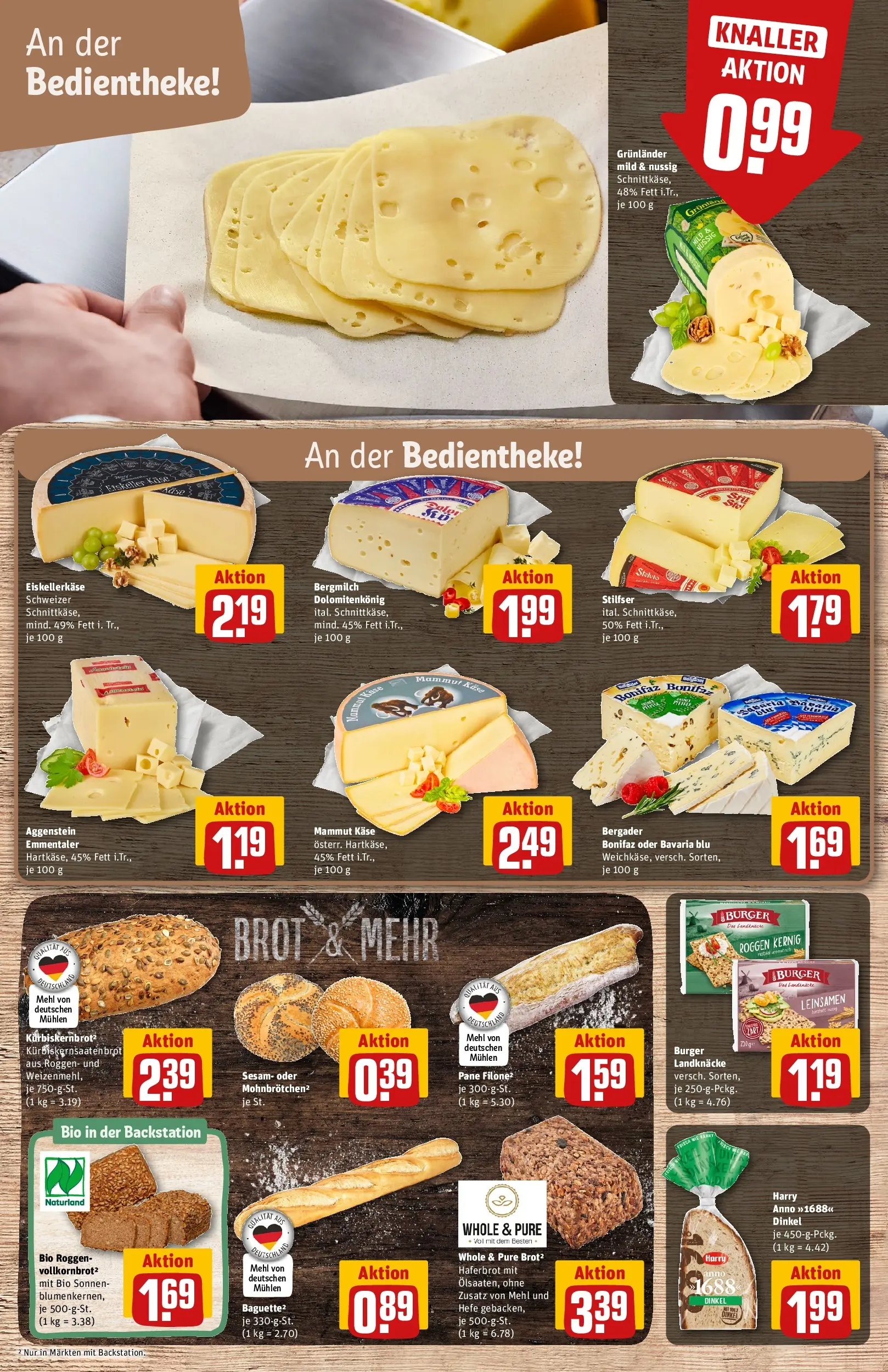 REWE Prospekt ab 09.03.2026 zum Blättern » Angebote | Seite: 11 | Produkte: Käse, Pane, Grunlander, Brot