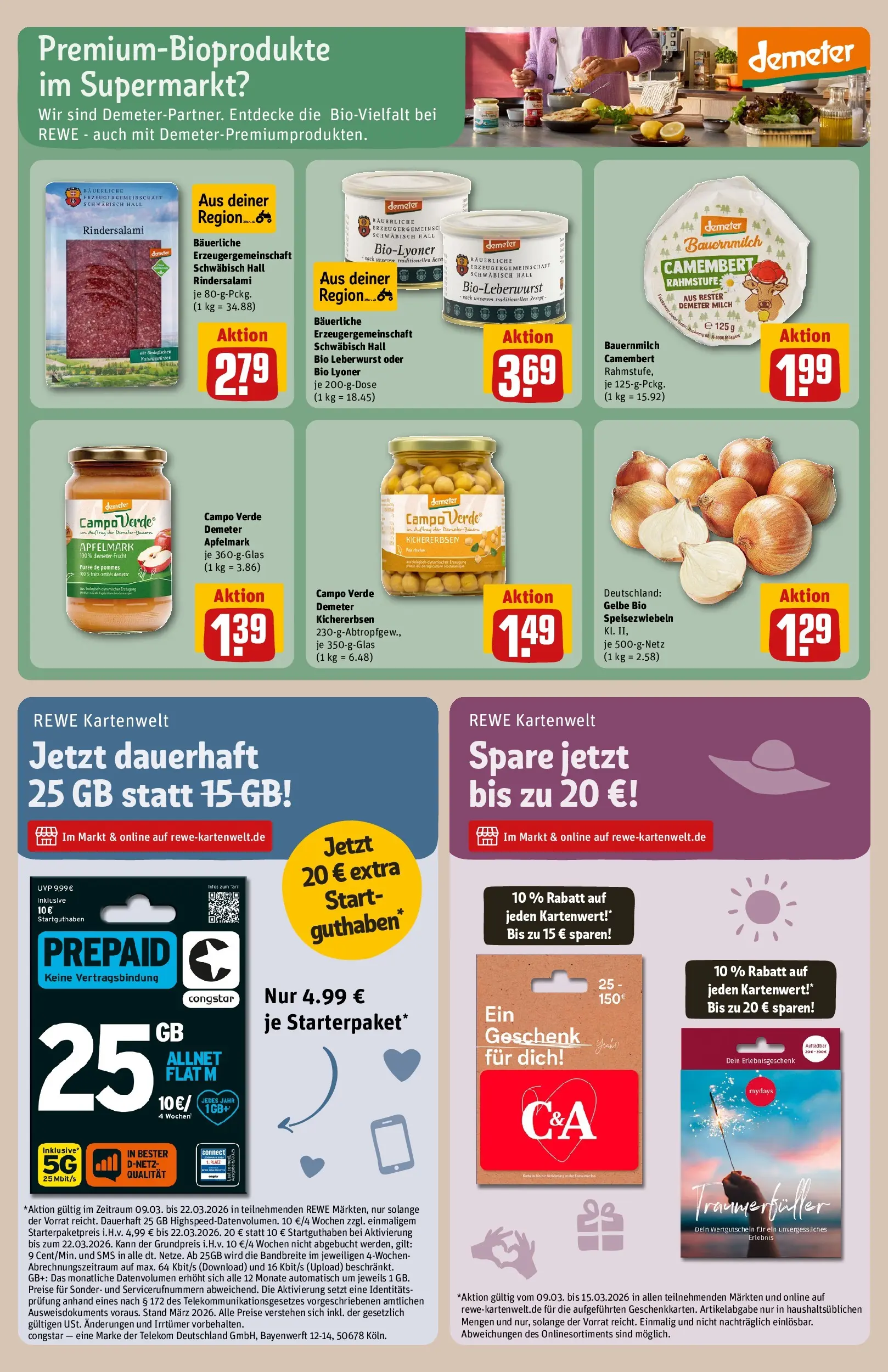 REWE Prospekt ab 09.03.2026 zum Blättern » Angebote | Seite: 23 | Produkte: Milch, Pommes, Apple, Salami