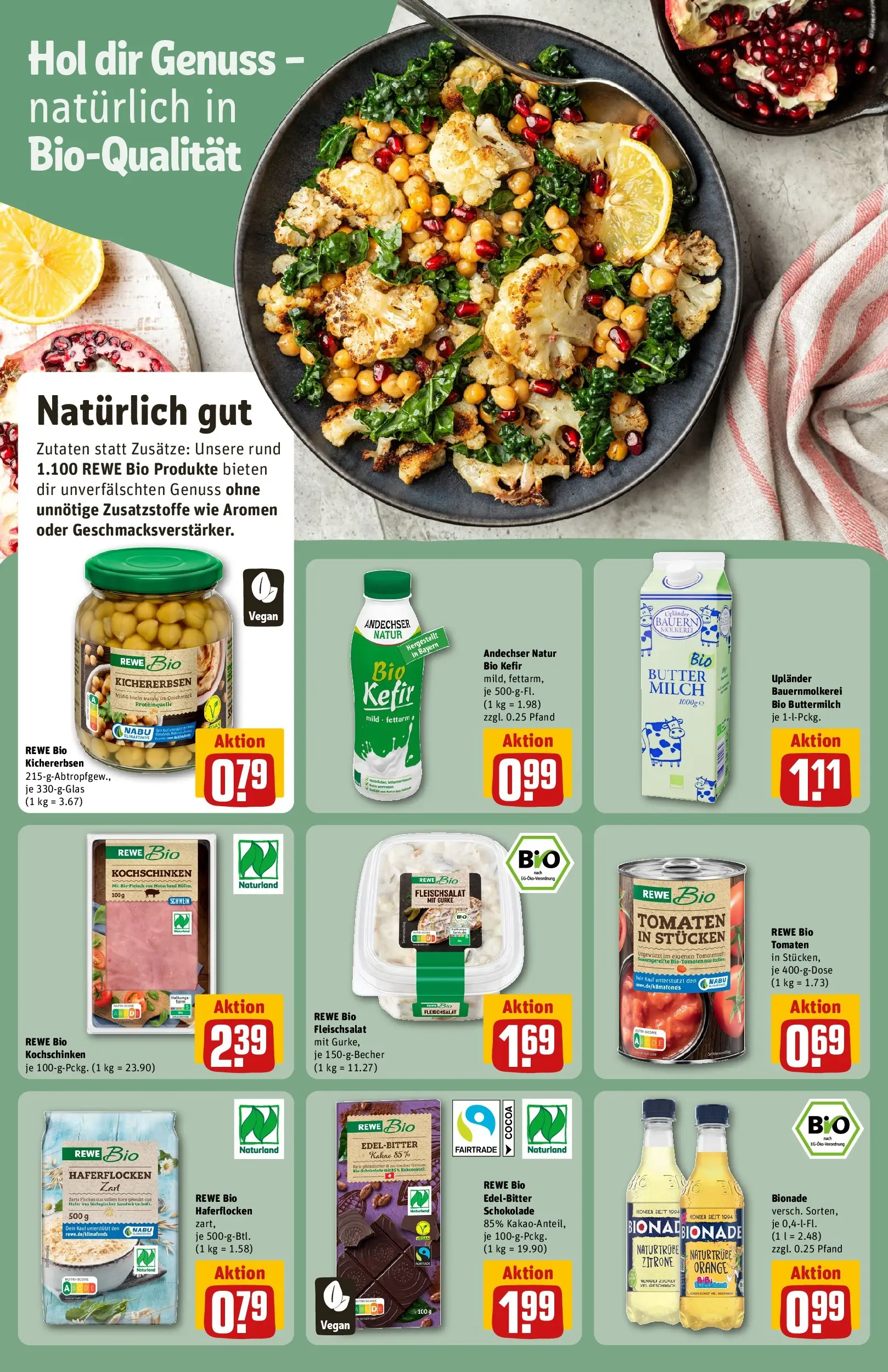 REWE Prospekt ab 09.03.2026 zum Blättern » Angebote | Seite: 14 | Produkte: Kefir, Schokolade, Bionade, Zitrone