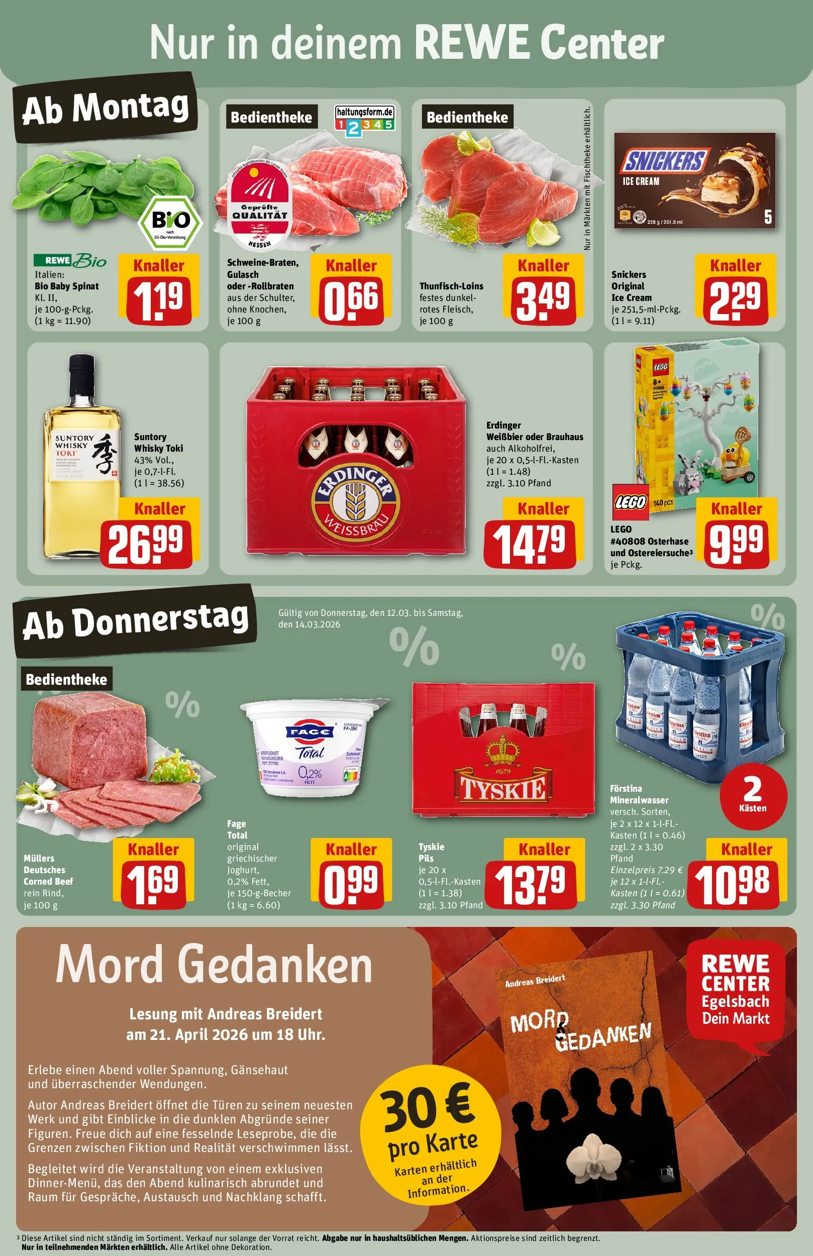 REWE Prospekt ab 09.03.2026 zum Blättern » Angebote | Seite: 3 | Produkte: Tyskie, Pils, Snickers, Gulasch