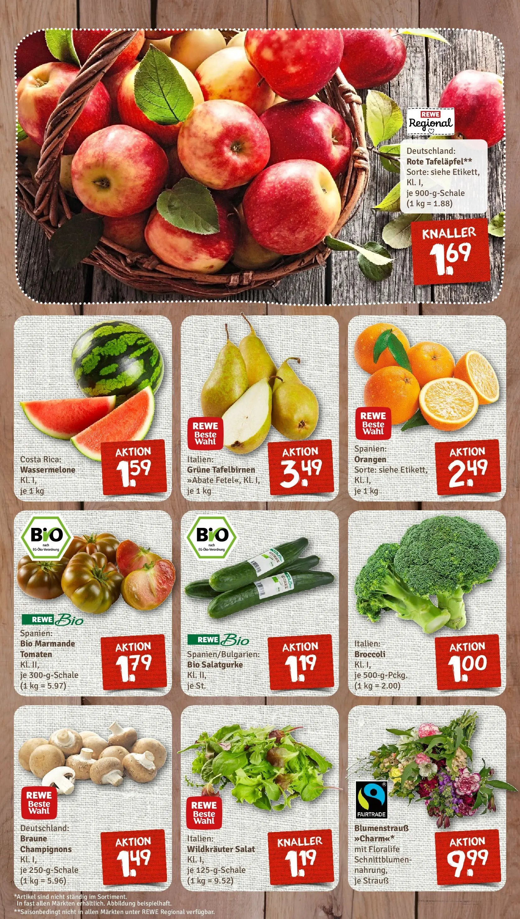 REWE Prospekt ab 09.03.2026 zum Blättern » Angebote | Seite: 3 | Produkte: Orangen, Champignons, Wassermelone, Salat