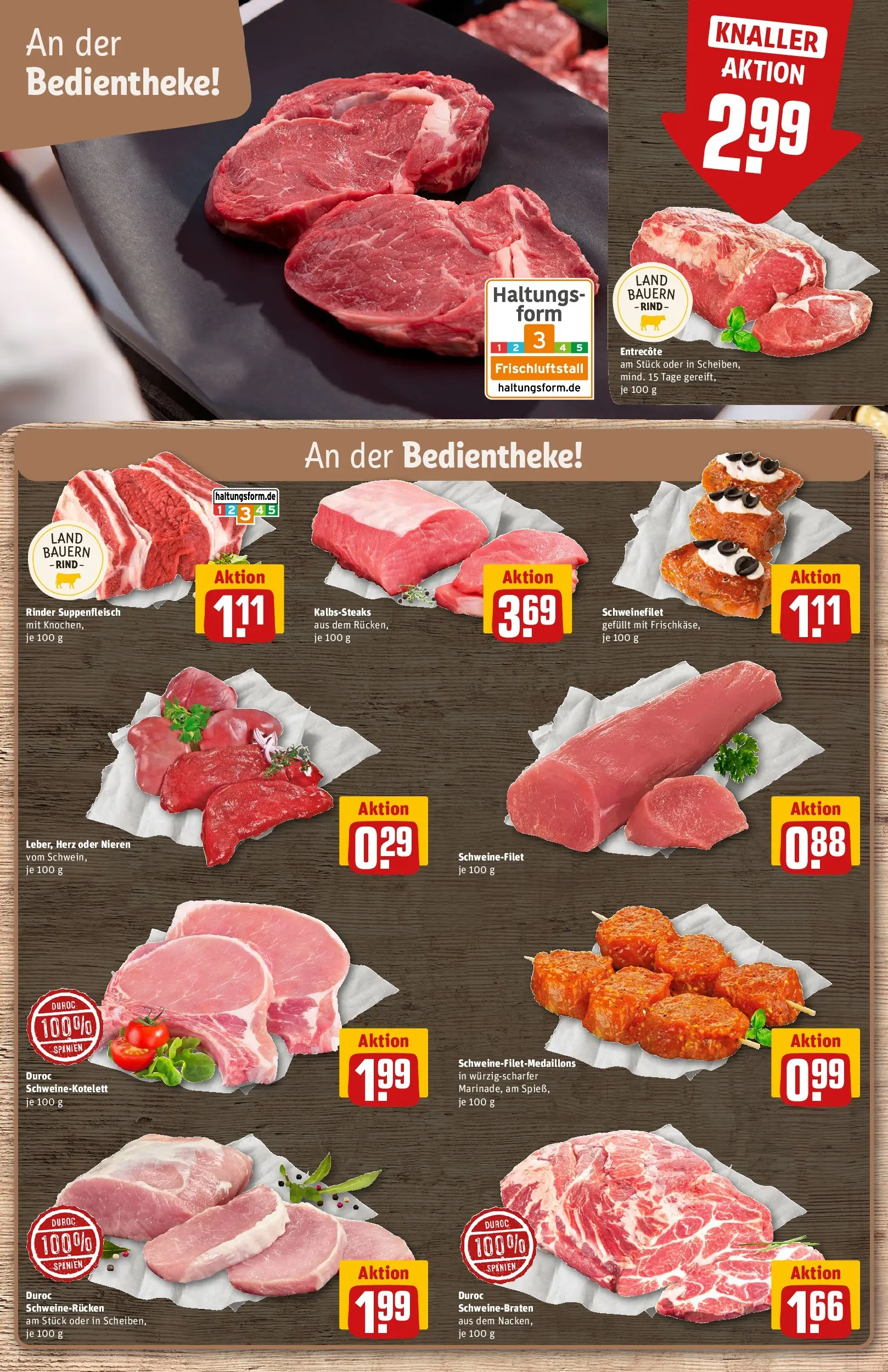 REWE Prospekt ab 09.03.2026 zum Blättern » Angebote | Seite: 9 | Produkte: Entrecote, Schweinefilet, Suppenfleisch, Schweinerucken