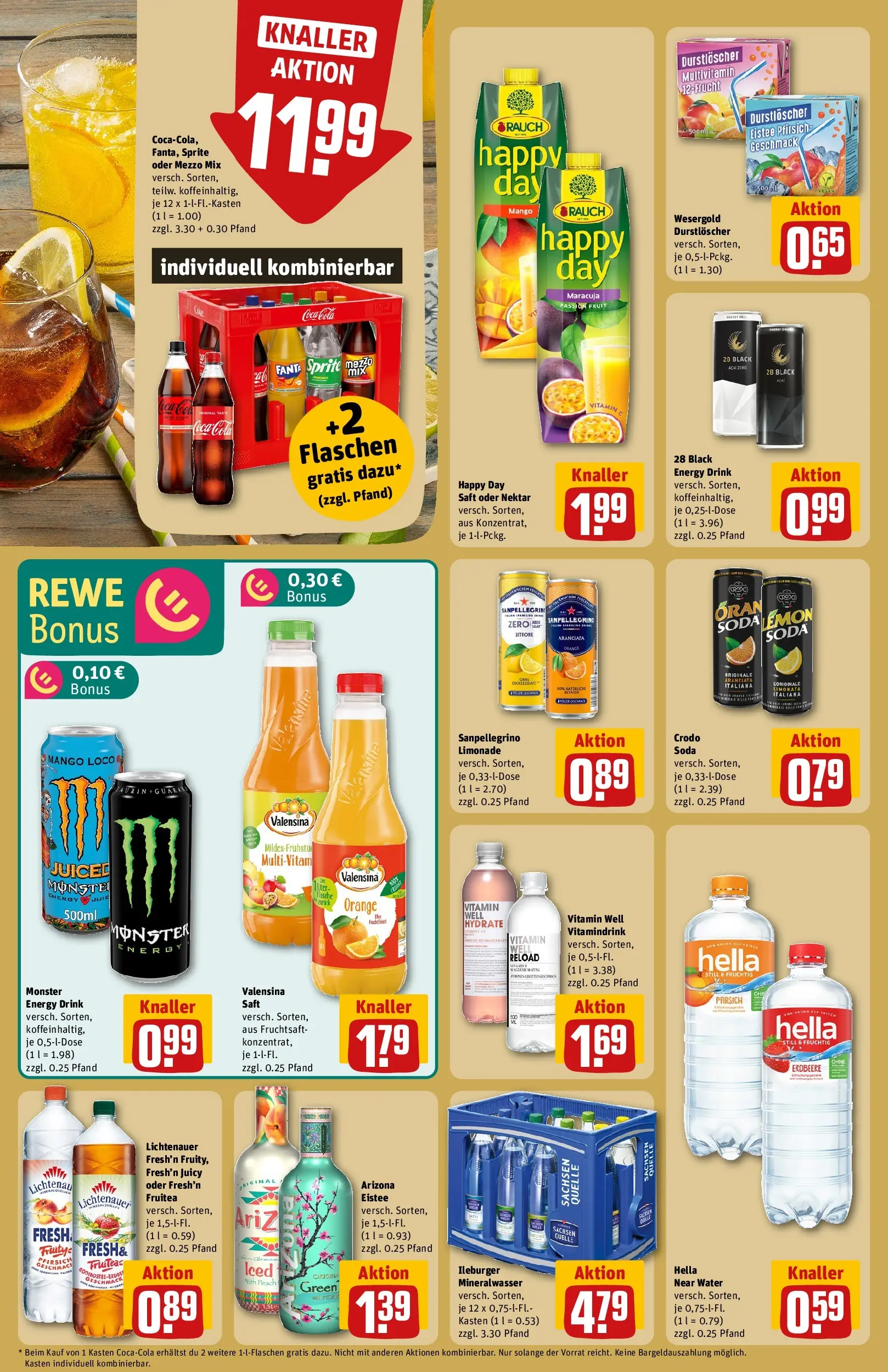 REWE Prospekt ab 09.03.2026 zum Blättern » Angebote | Seite: 16 | Produkte: Cola, Energy, Mineralwasser, Saft