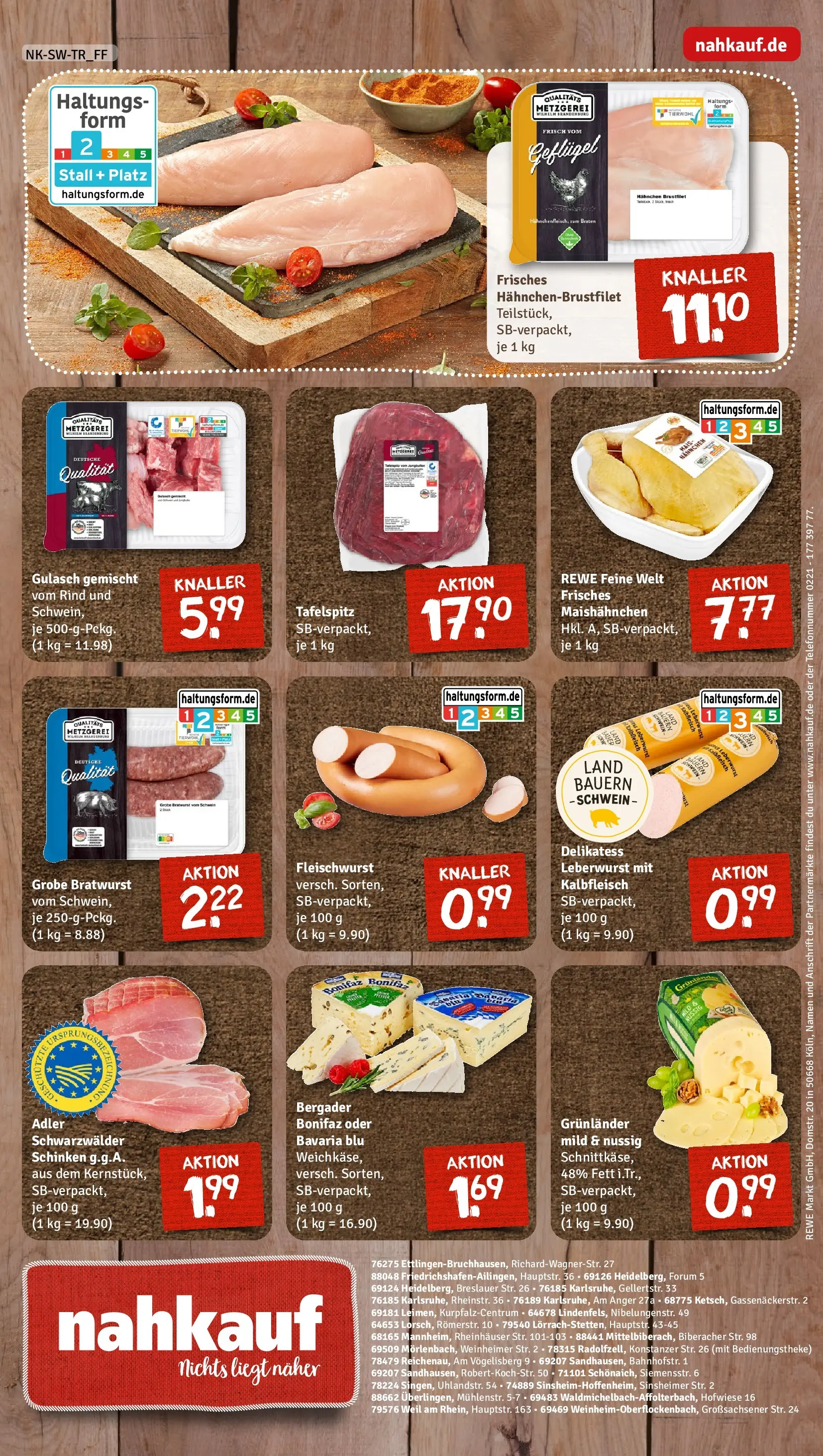 REWE Prospekt ab 09.03.2026 zum Blättern » Angebote | Seite: 8 | Produkte: Hahnchen, Bratwurst, Grunlander, Gulasch