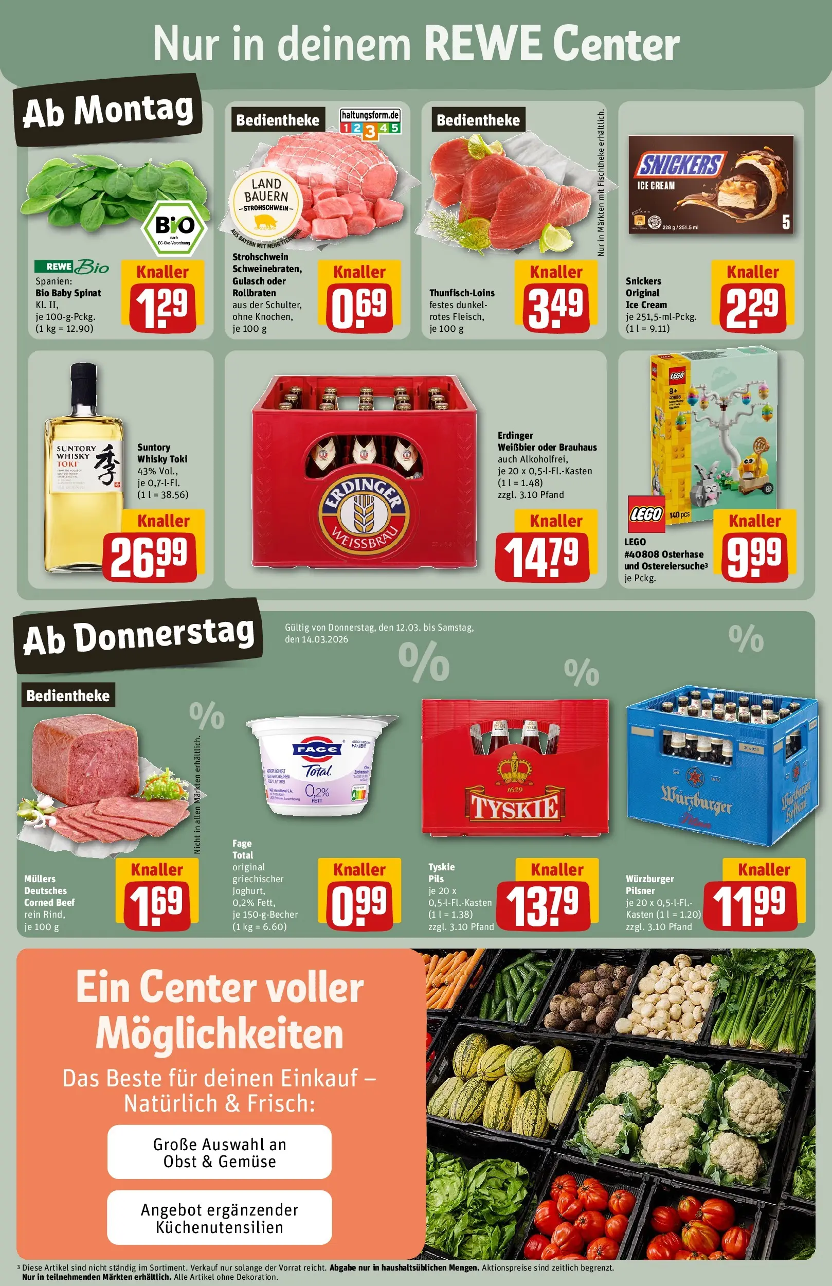 REWE Prospekt ab 09.03.2026 zum Blättern » Angebote | Seite: 3 | Produkte: Erdinger, Weißbier, Gemüse, Gulasch