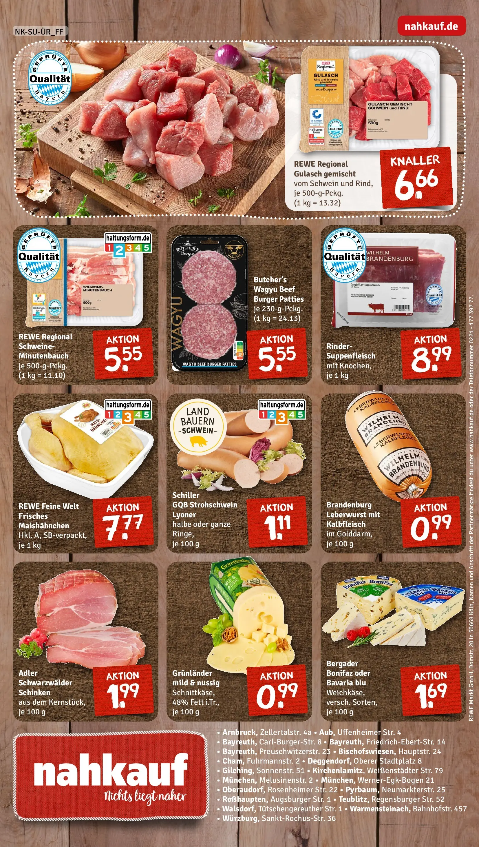 REWE Prospekt ab 09.03.2026 zum Blättern » Angebote | Seite: 8 | Produkte: Burger, Grunlander, Gulasch, Schinken