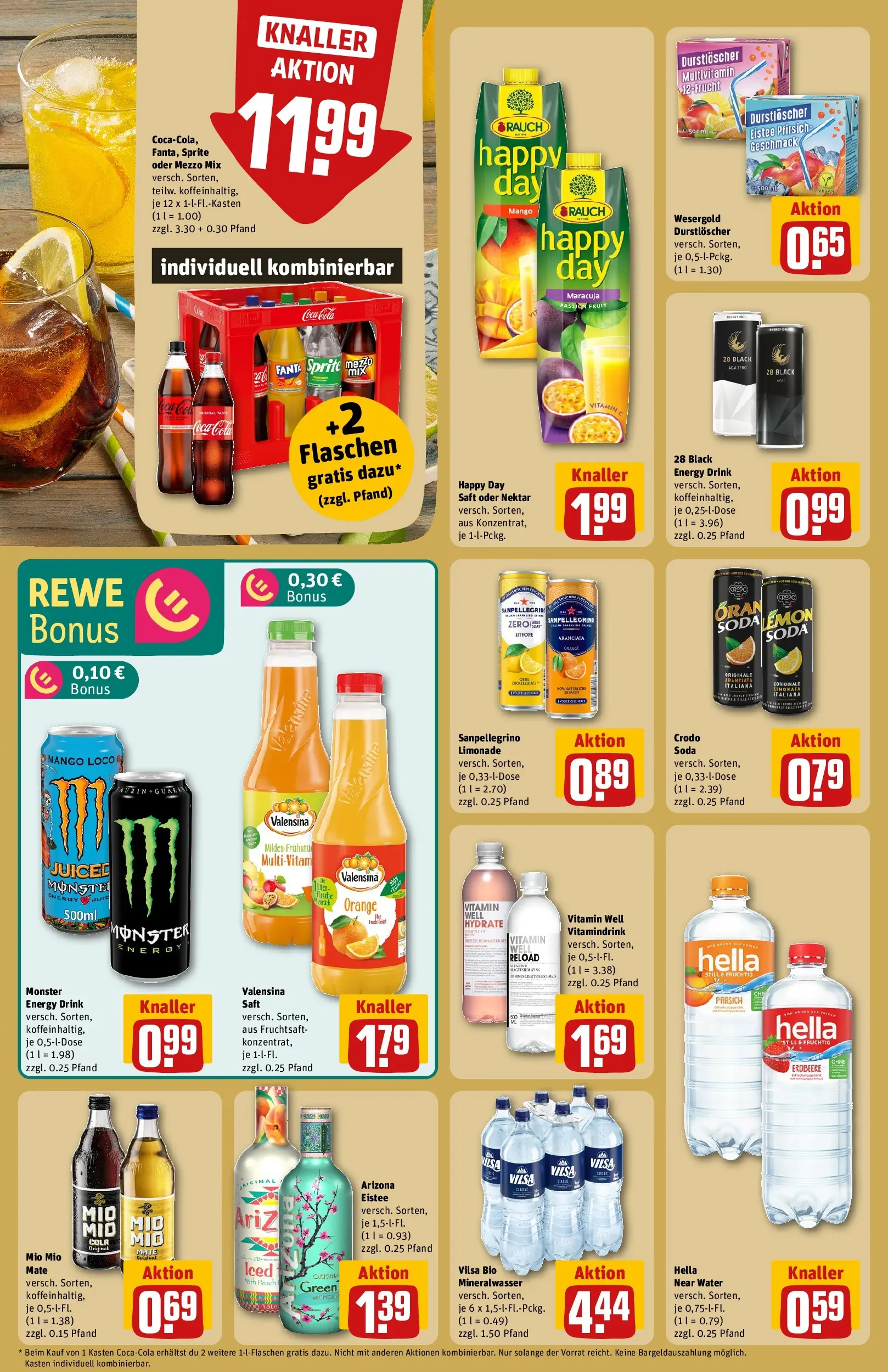 REWE Prospekt ab 09.03.2026 zum Blättern » Angebote | Seite: 16 | Produkte: Cola, Monster, Zitrone, Pfirsich