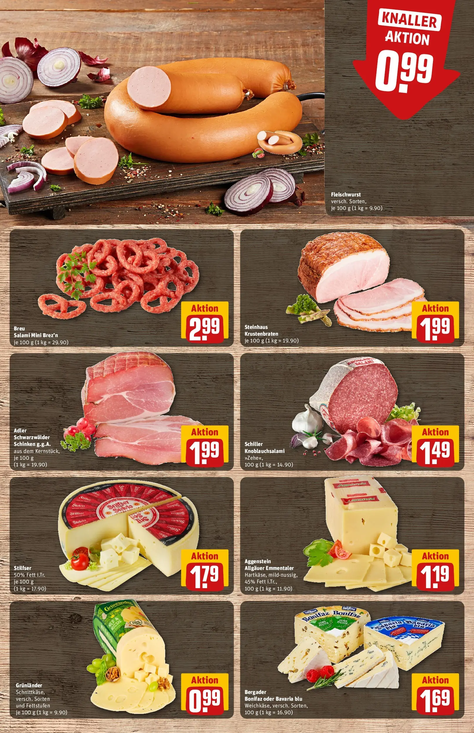 REWE Prospekt ab 09.03.2026 zum Blättern » Angebote | Seite: 10 | Produkte: Krustenbraten, Grunlander, Salami, Schinken