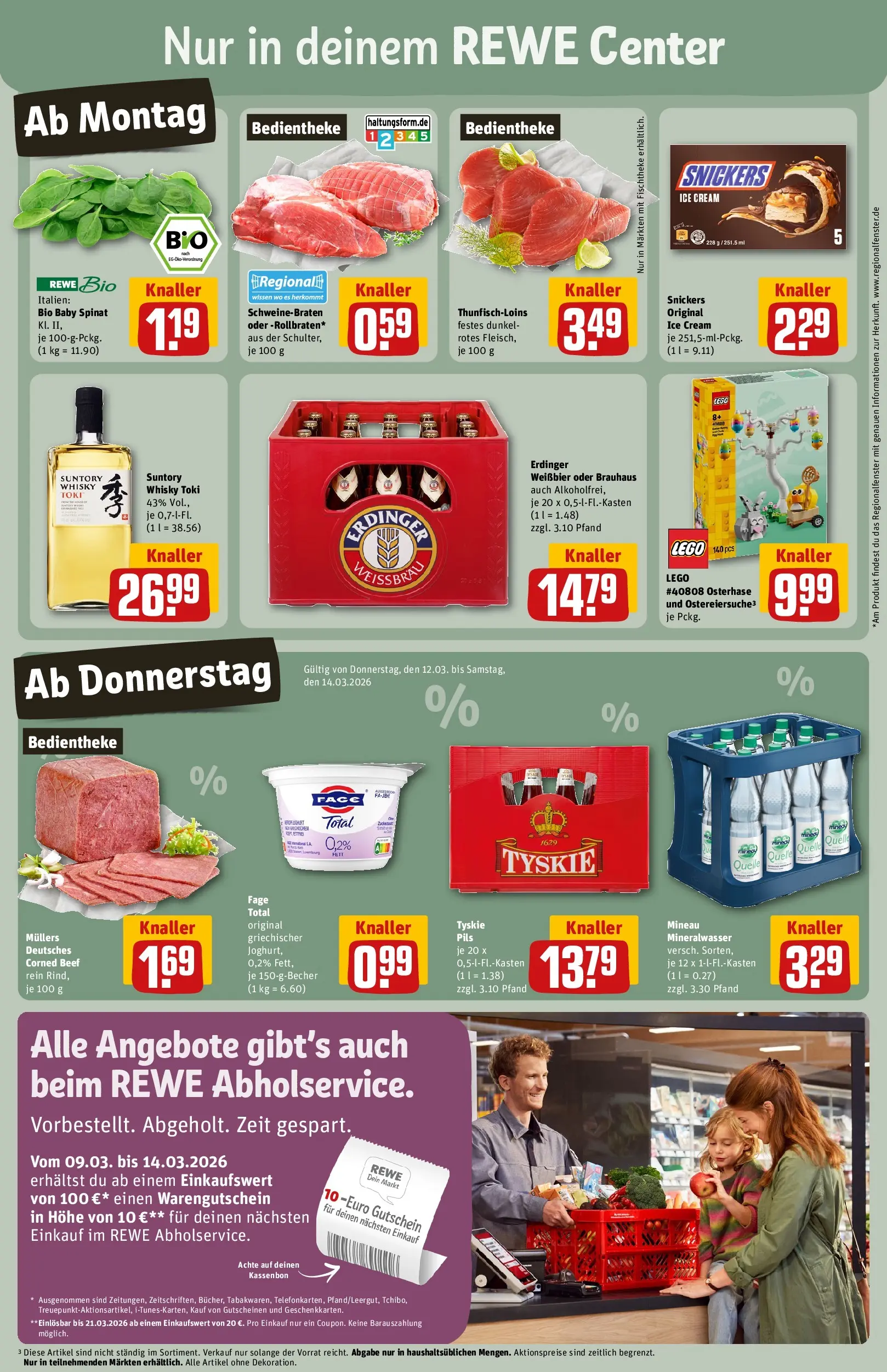 REWE Prospekt ab 09.03.2026 zum Blättern » Angebote | Seite: 3 | Produkte: Whisky, Weißbier, Mineralwasser, Snickers