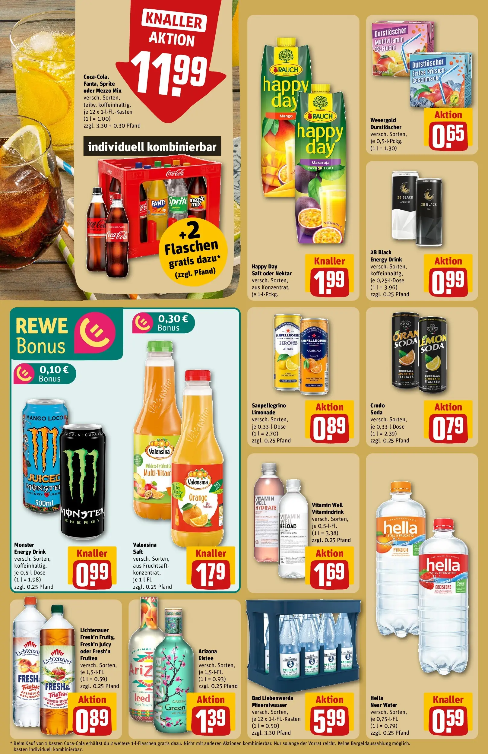 REWE Prospekt ab 09.03.2026 zum Blättern » Angebote | Seite: 16 | Produkte: Durstloscher, Bad, Valensina, Mango