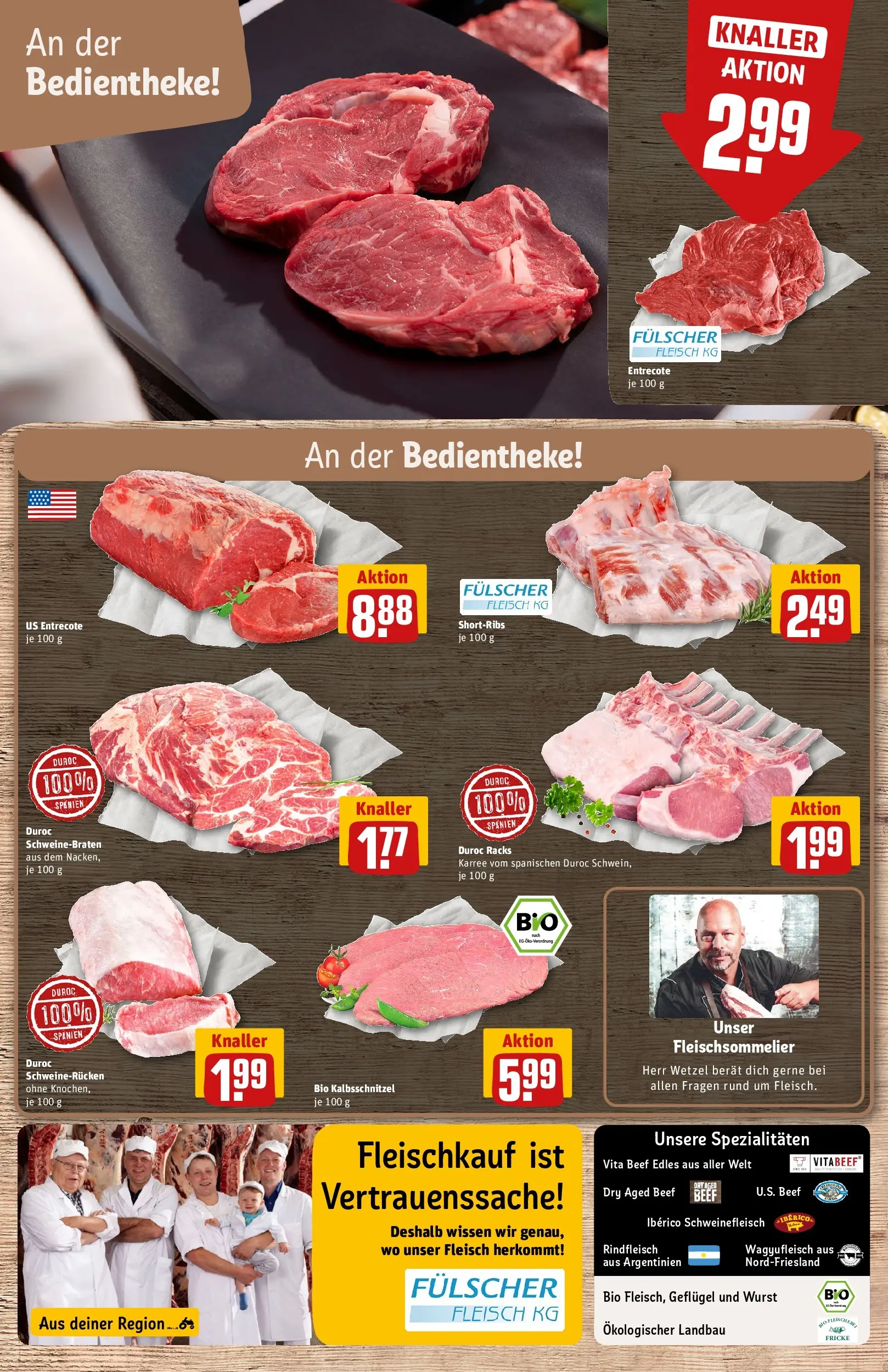 REWE Prospekt ab 09.03.2026 zum Blättern » Angebote | Seite: 8 | Produkte: Entrecote, Wurst, Rindfleisch, Steak