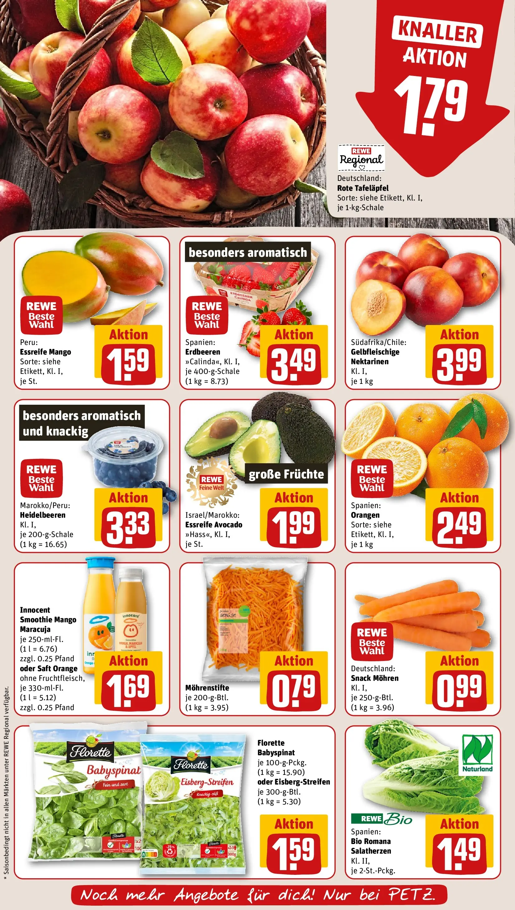 REWE Prospekt ab 09.03.2026 zum Blättern » Angebote | Seite: 8 | Produkte: Äpfel, Orangen, Mango, Saft