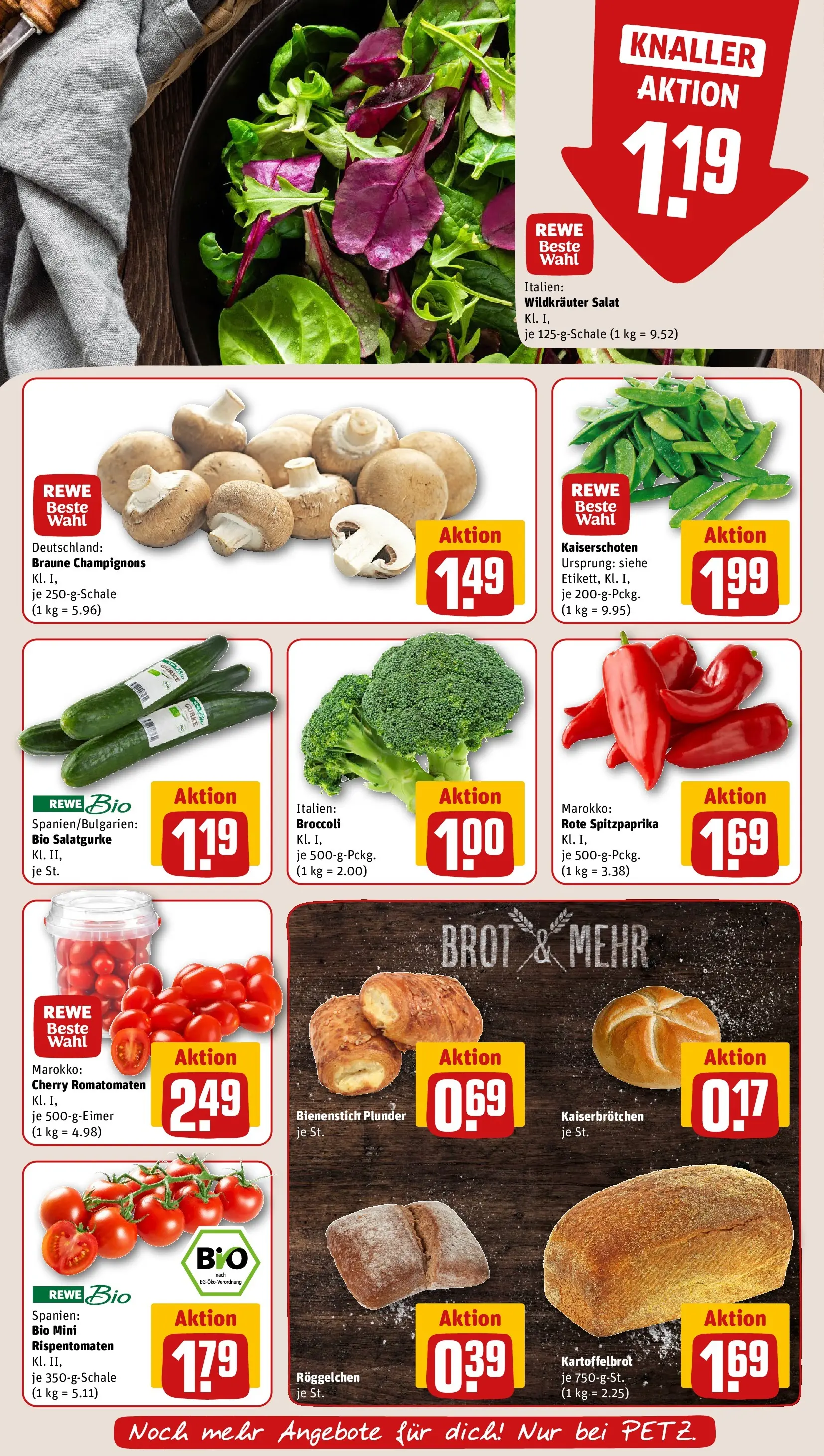 REWE Prospekt ab 09.03.2026 zum Blättern » Angebote | Seite: 9 | Produkte: Champignons, Brot, Salat