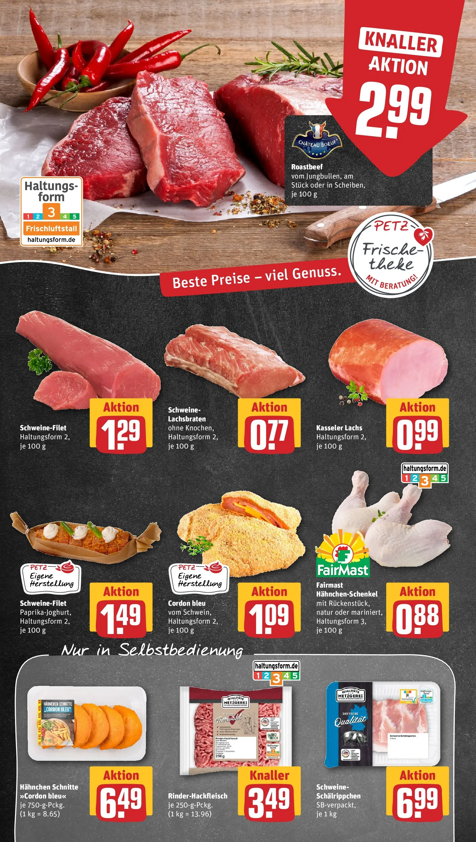 REWE Prospekt ab 09.03.2026 zum Blättern » Angebote | Seite: 10 | Produkte: Hahnchen, Hahnchenschenkel, Roastbeef, Lachs