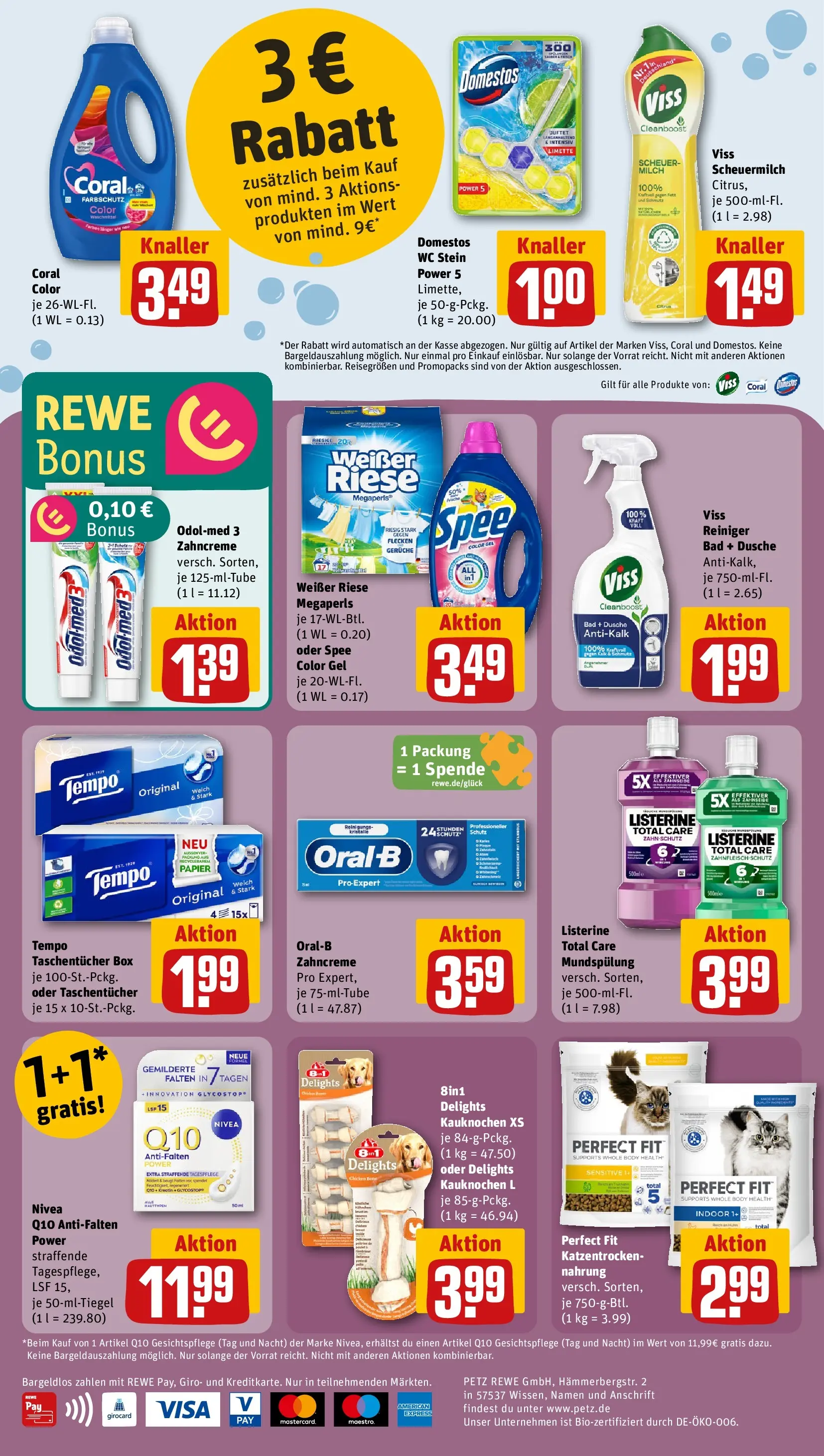 REWE Prospekt ab 09.03.2026 zum Blättern » Angebote | Seite: 28 | Produkte: Coral, Dusche, Waschmittel, Tempo