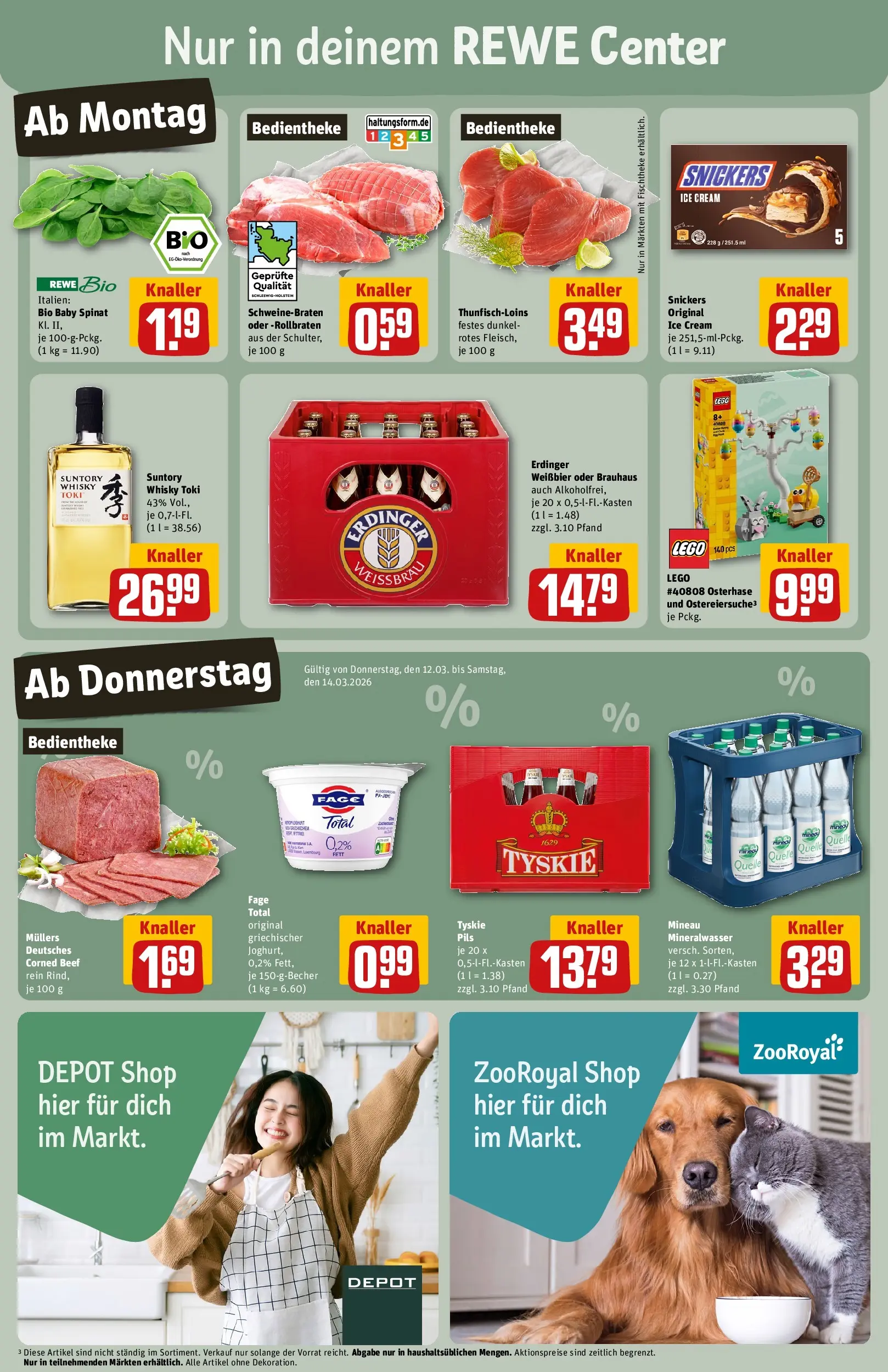REWE Prospekt ab 09.03.2026 zum Blättern » Angebote | Seite: 3 | Produkte: Erdinger, Weißbier, Pils, Snickers