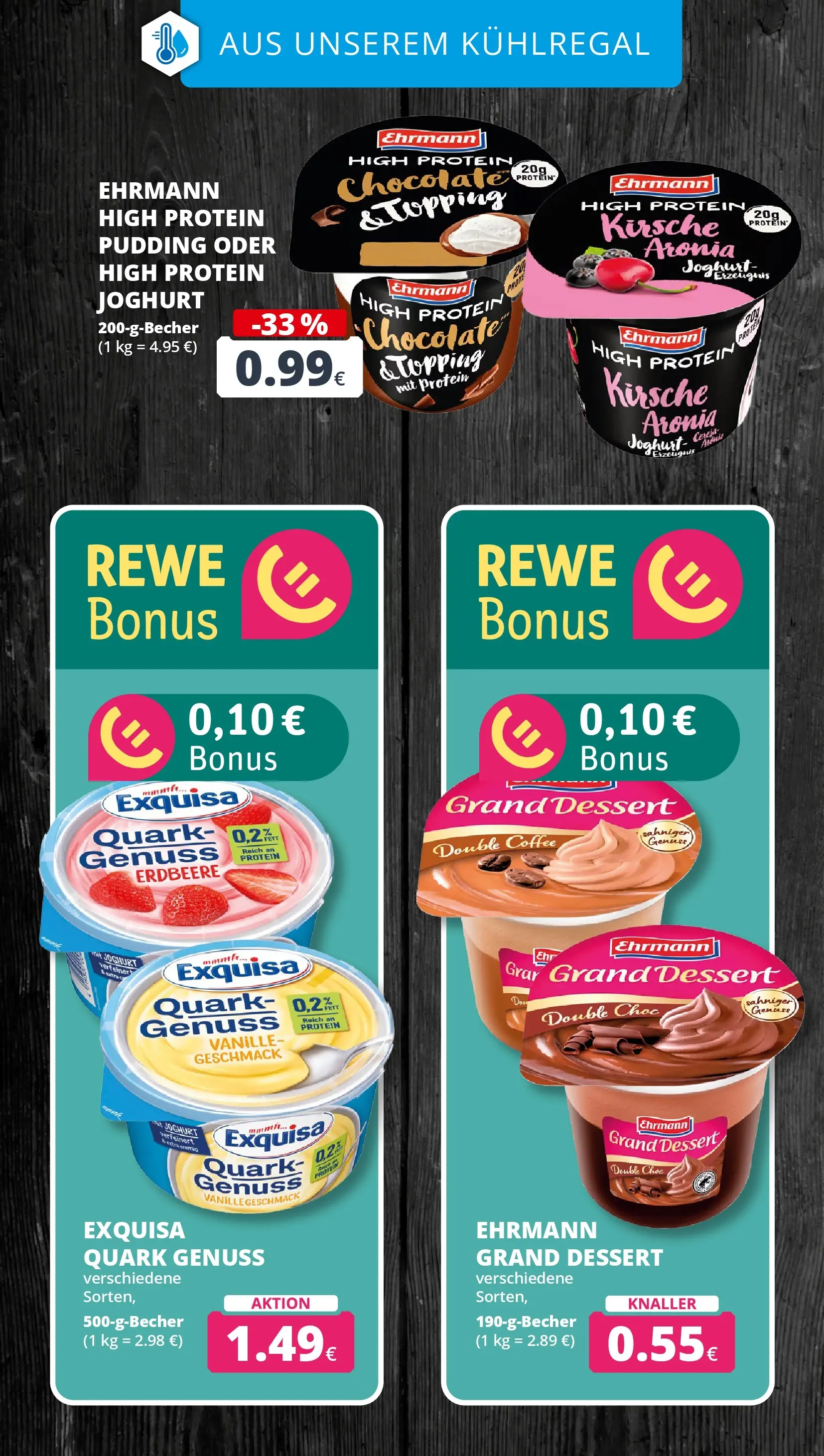 REWE Prospekt ab 09.03.2026 zum Blättern » Angebote | Seite: 15 | Produkte: Quark, Joghurt, Ehrmann grand dessert, Pudding