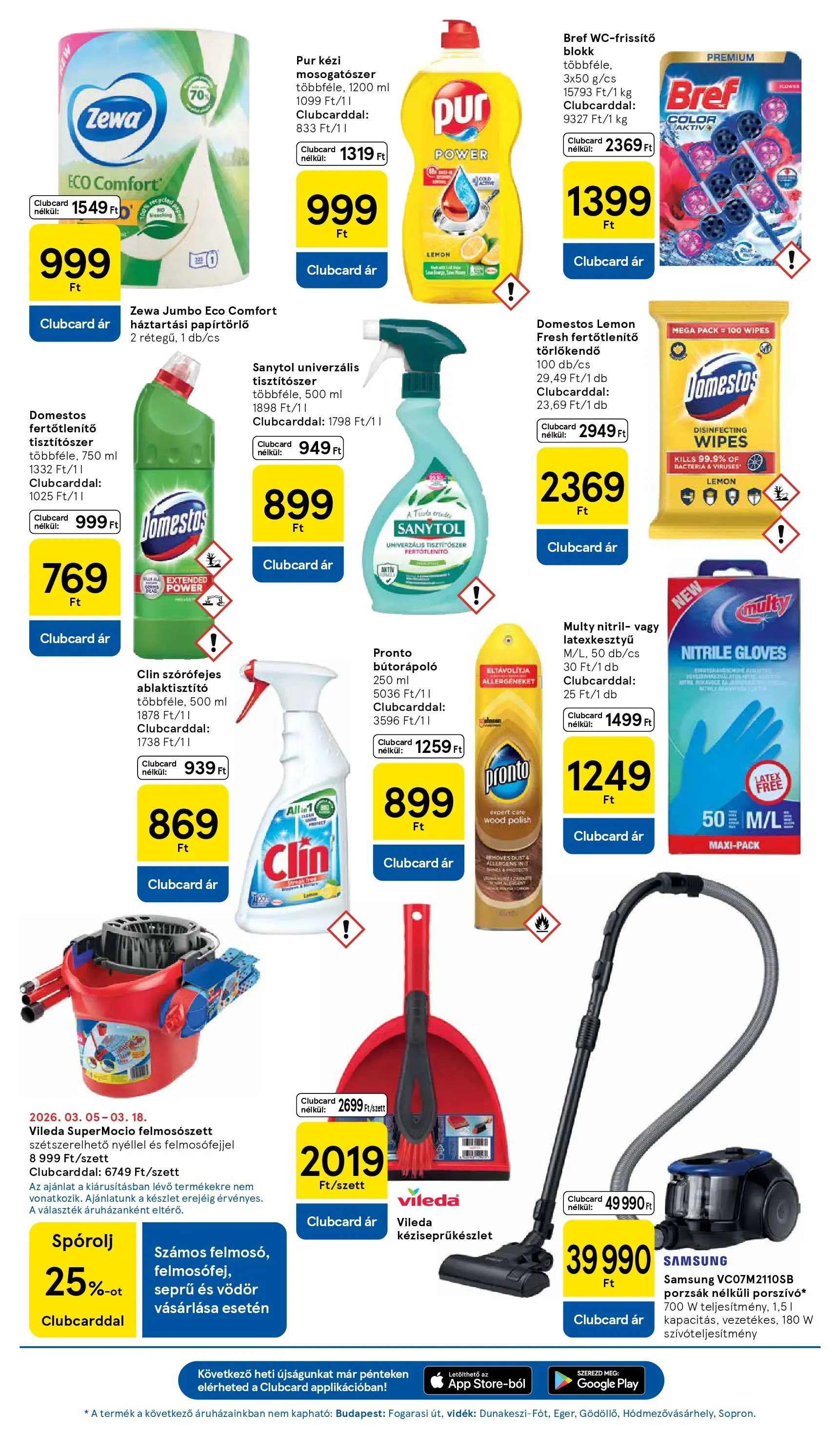 Tesco - Tesco újság érvényessége 2026.03.11-ig - 2026.03.04.-tól - online | Oldal: 13 | Termékek: Papírtörlő, Samsung, Mosogatószer, Vileda