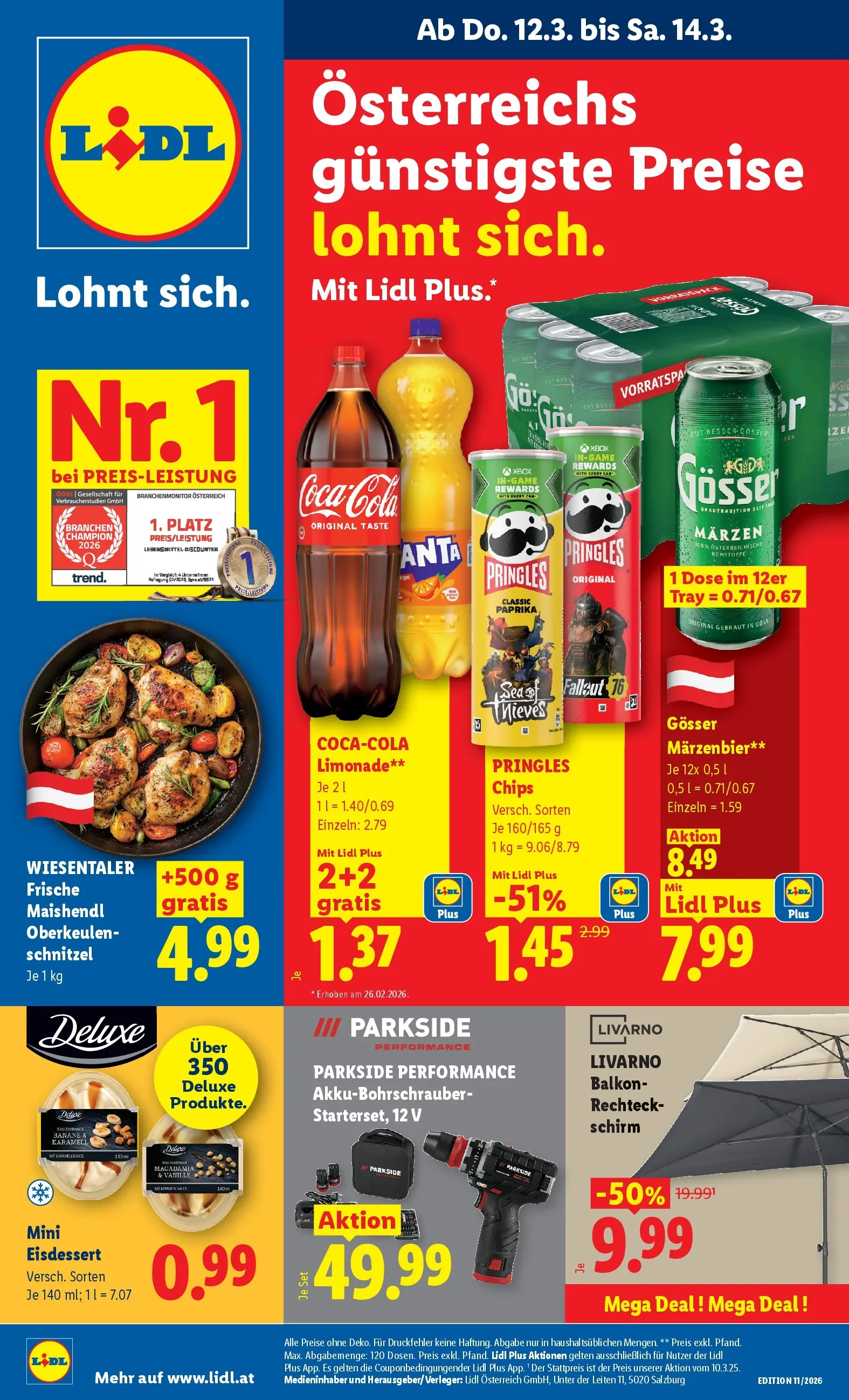 Lidl Flugblatt - Wien, Langenzersdorf, Zwettl ab 12.03.2026 - Angebote ab donnerstag | Seite: 1 | Produkte: Chips