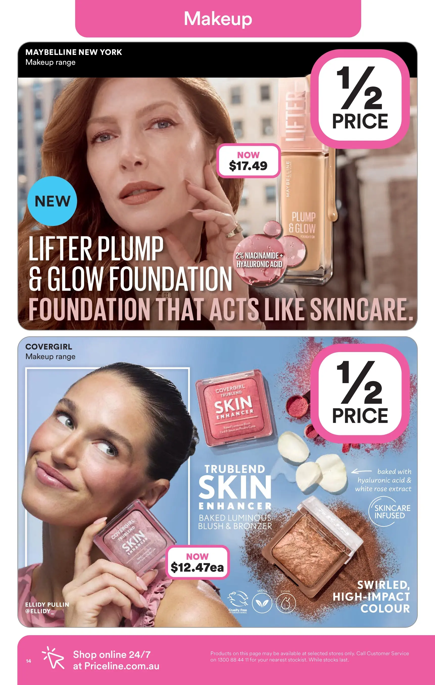 Priceline Pharmacy catalogue Cairnlea - 05/03/2026 > weekly / monthly specials | Page: 14 | Products: Bronzer, Blush, Makeup, Foundation