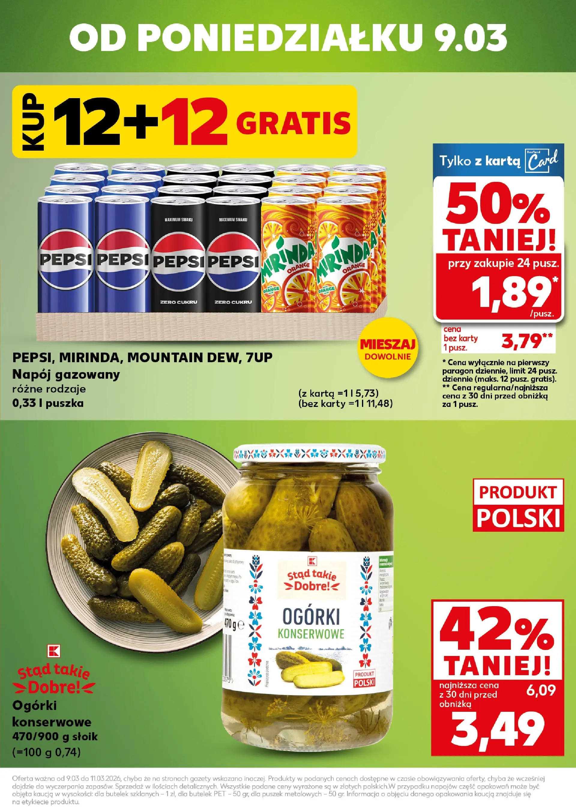Kaufland gazetka - Mocny start od 09.03.2026 - od jutra PDF | Strona: 3 | Produkty: Karta, Pepsi, Ogórki