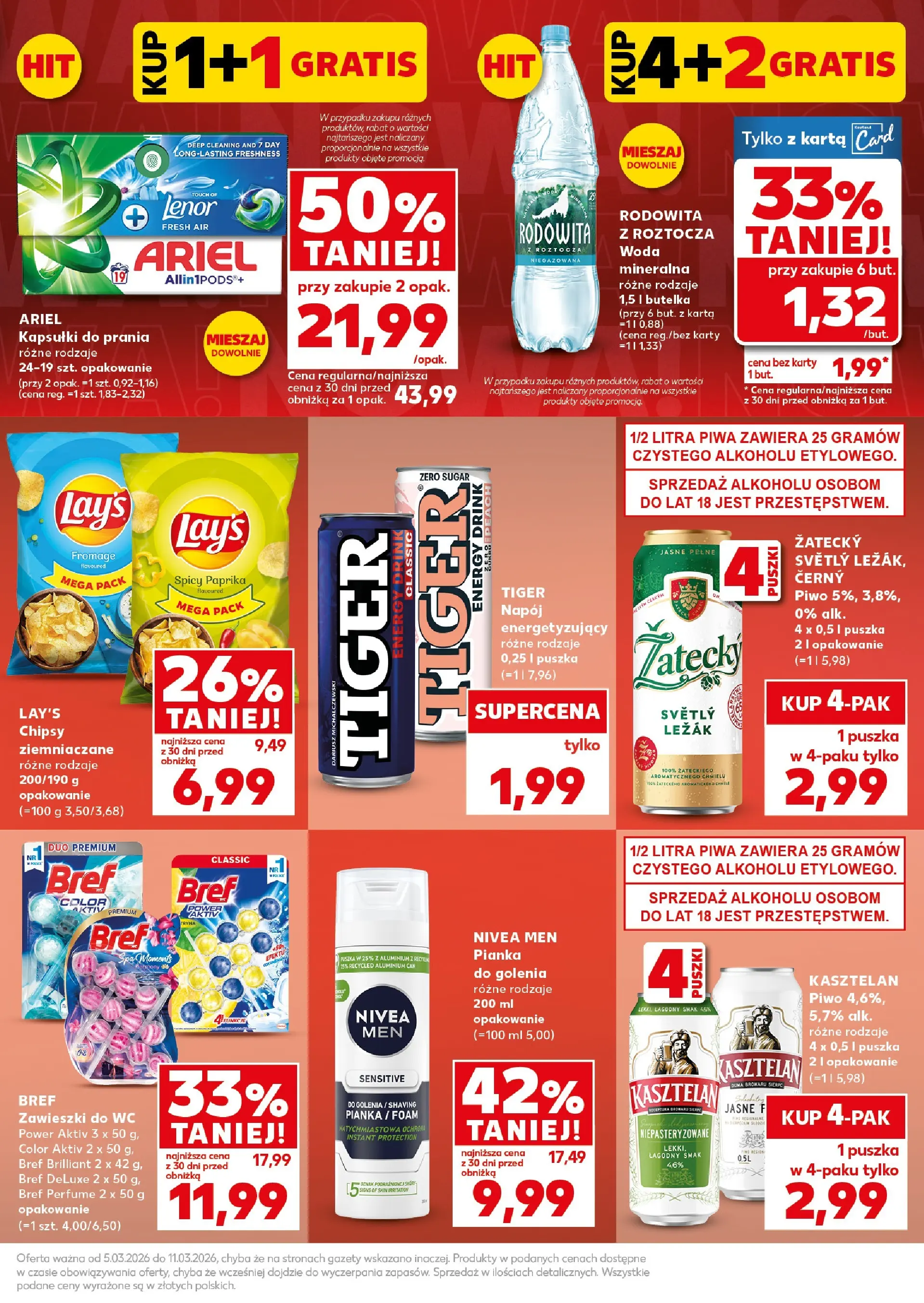 Kaufland gazetka - Mocny start od 09.03.2026 - od jutra PDF | Strona: 9 | Produkty: Chipsy, Ariel, Kapsułki do prania, Piwo