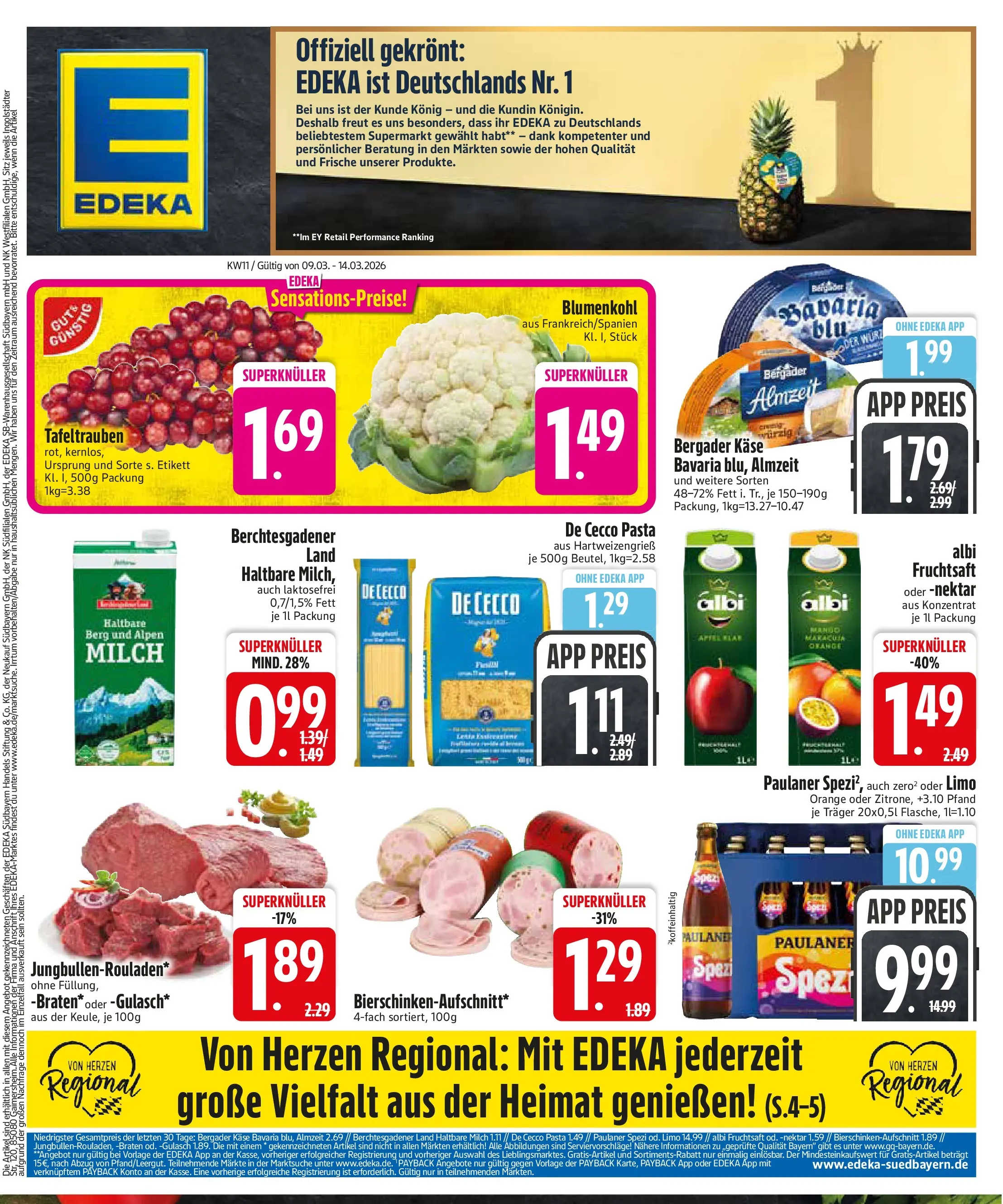 Edeka prospekt Zwiesel	 (ab 09.03.2026) » Angebote Online | Seite: 1 | Produkte: Käse, Paulaner spezi, Pasta, Paulaner