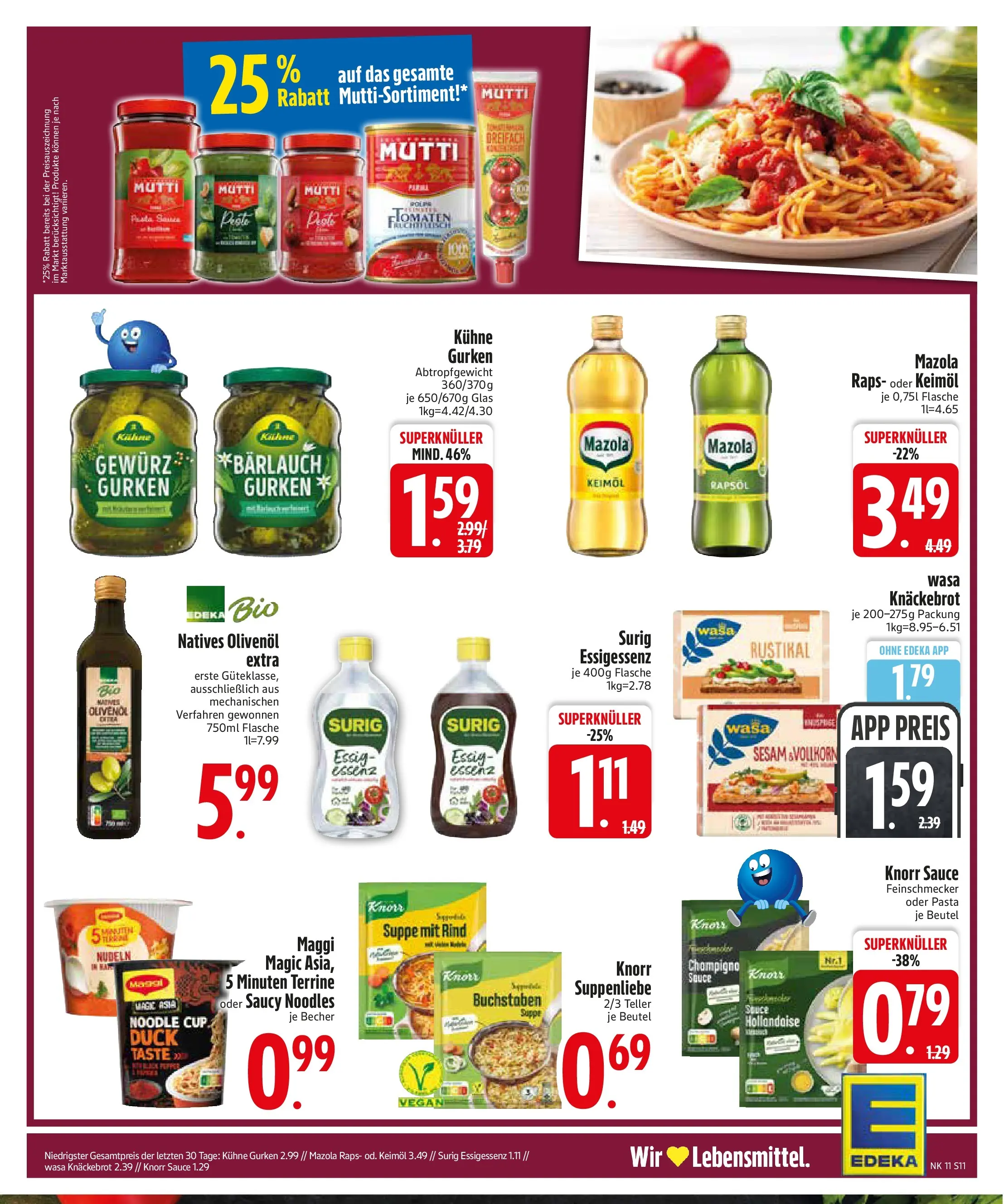 Edeka prospekt Zwiesel	 (ab 09.03.2026) » Angebote Online | Seite: 11 | Produkte: Olivenol, Wasa knackebrot, Pasta, Nudeln