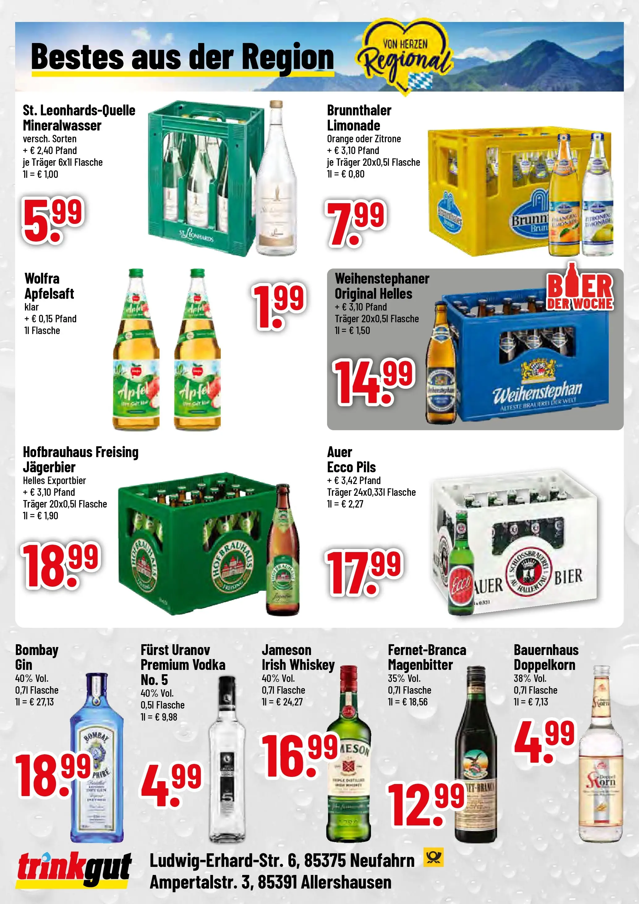 Trinkgut Prospekt Allershausen (ab 09.03.2026) » Angebote online | Seite: 4 | Produkte: Äpfel, Mineralwasser, Zitrone, Whiskey