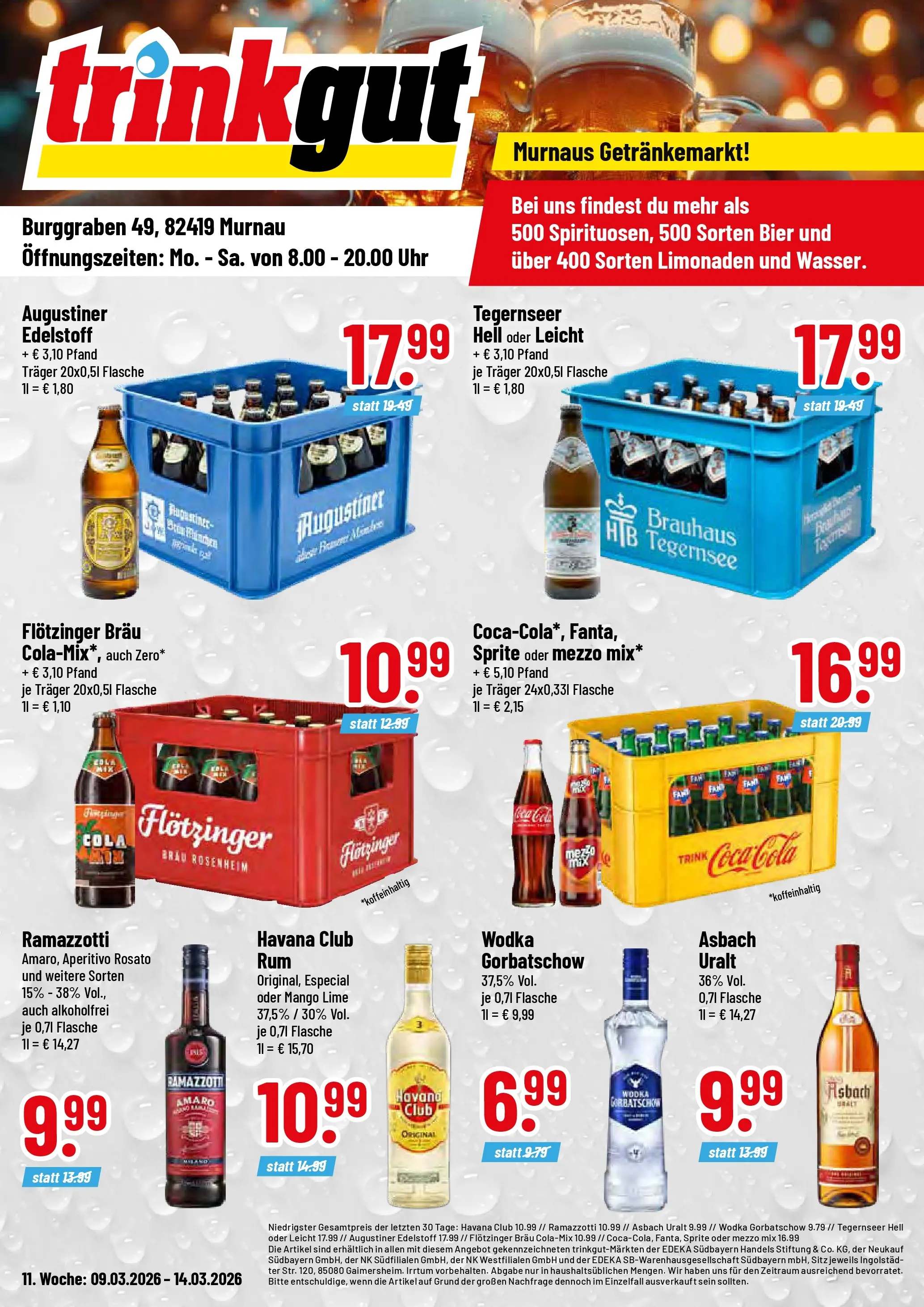 Trinkgut - trinkgut: Wochenangebote (ab 08.03.2026) » Angebote online | Seite: 1 | Produkte: Havana club, Cola, Bier, Oder mezzo mix