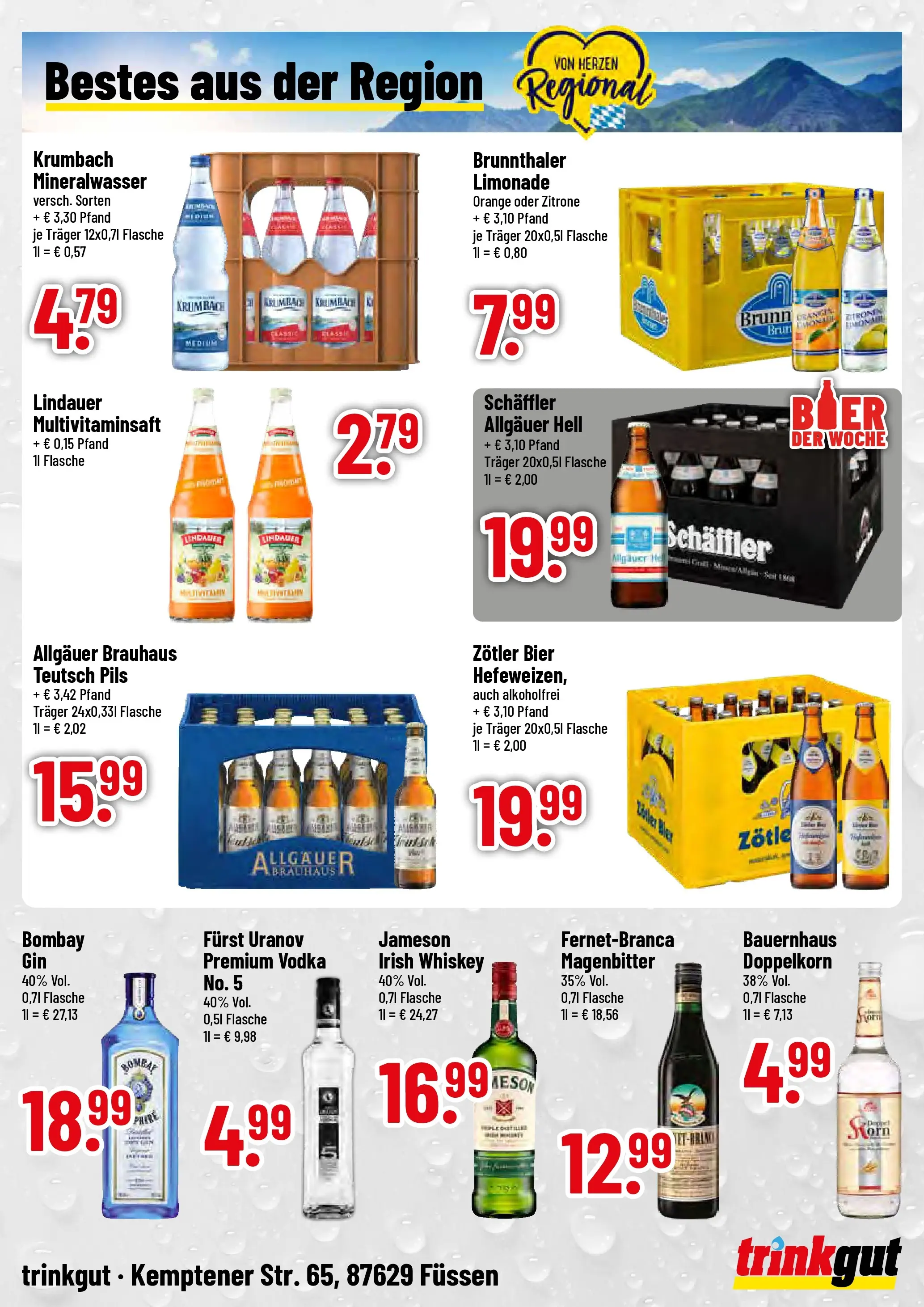 Trinkgut Prospekt Füssen (ab 09.03.2026) » Angebote online | Seite: 4 | Produkte: Limonade, Mineralwasser, Vodka, Whiskey