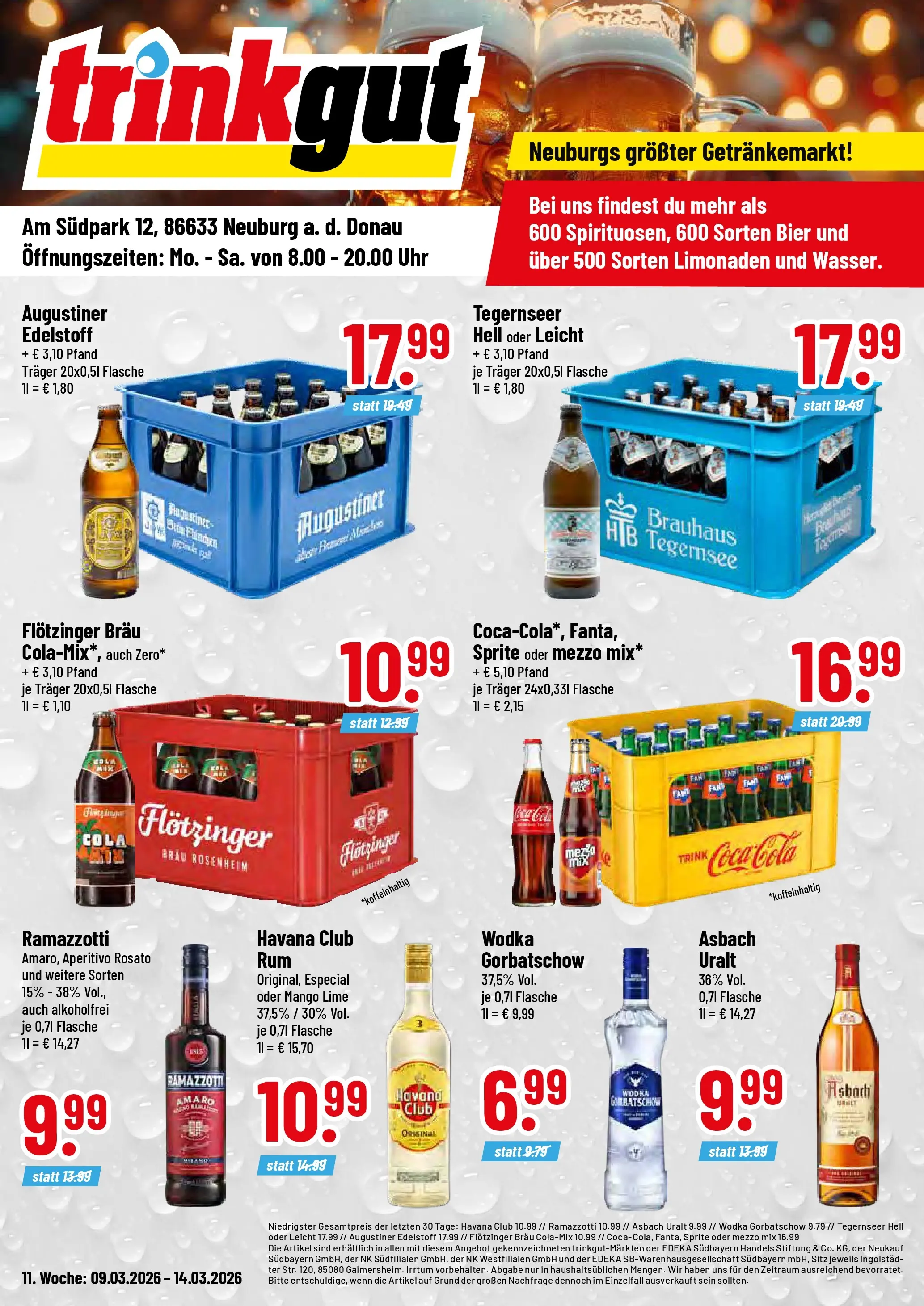 Trinkgut Prospekt Neuburg An Der Donau  (ab 09.03.2026) » Angebote online | Seite: 1 | Produkte: Mezzo mix, Coca cola, Wodka gorbatschow, Oder mezzo mix