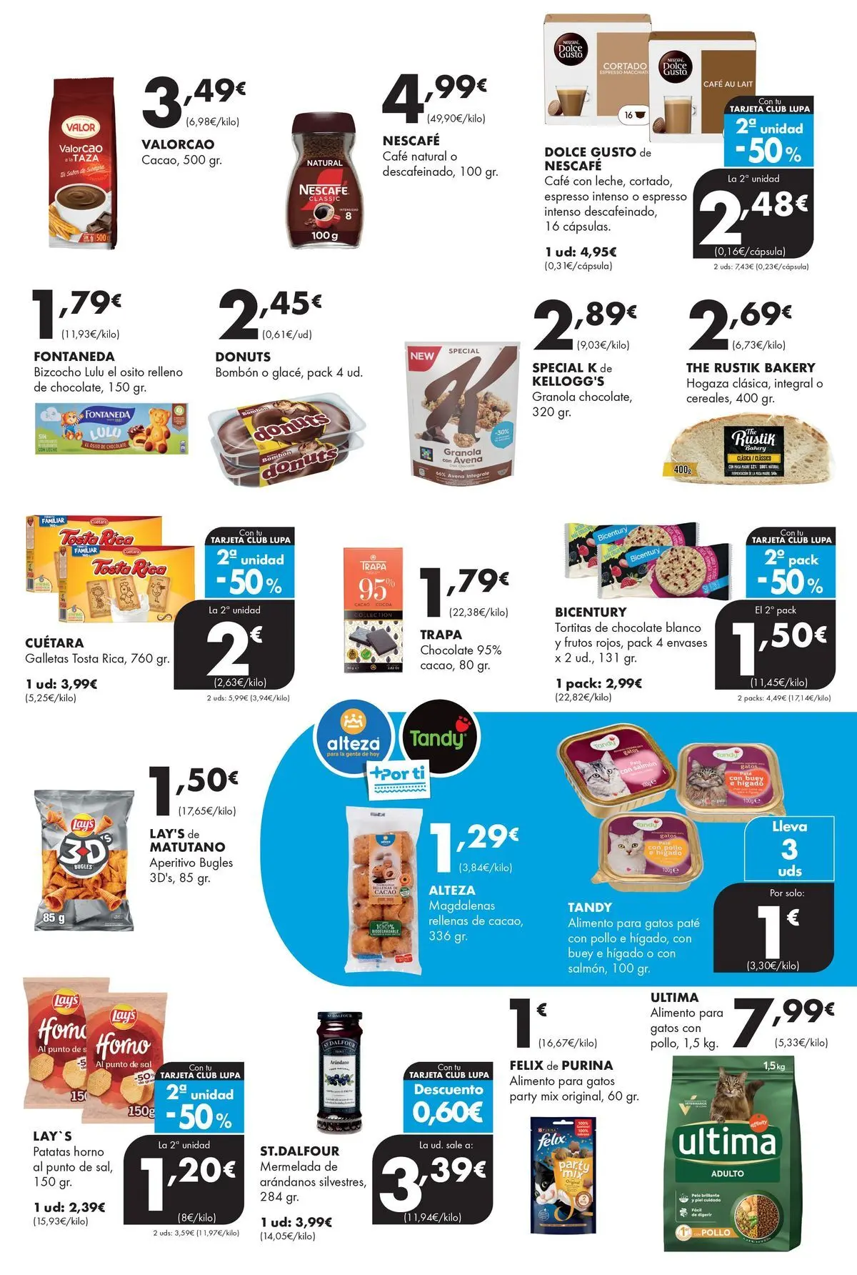 Lupa Supermercados - Tus vecinos de confianza 05/03/2026 - 18/03/2026 | Página: 11 | Productos: Chocolate, Bizcocho, Magdalenas, Donuts