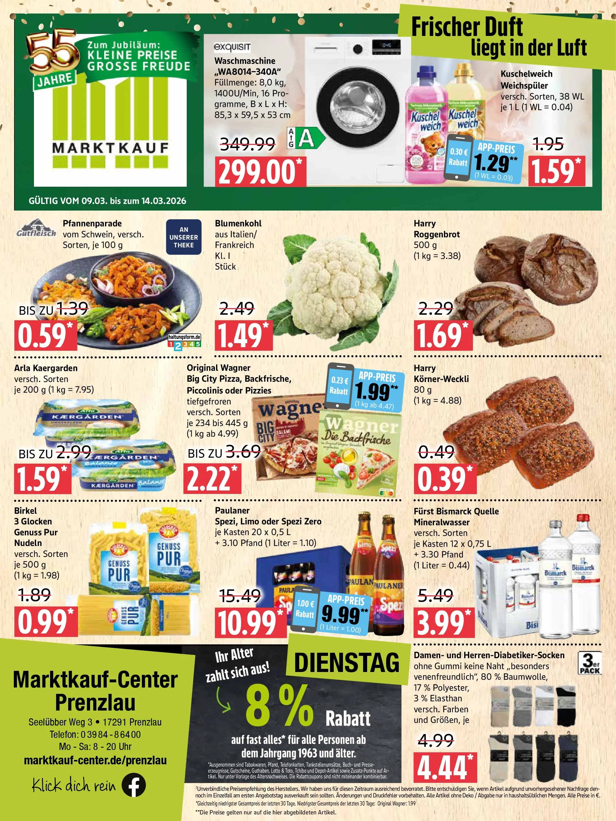 Marktkauf Prospekt Prenzlau (ab 09.03.2026) » Angebote online | Seite: 1 | Produkte: Kuschelweich, Duft, Mineralwasser, Blumenkohl