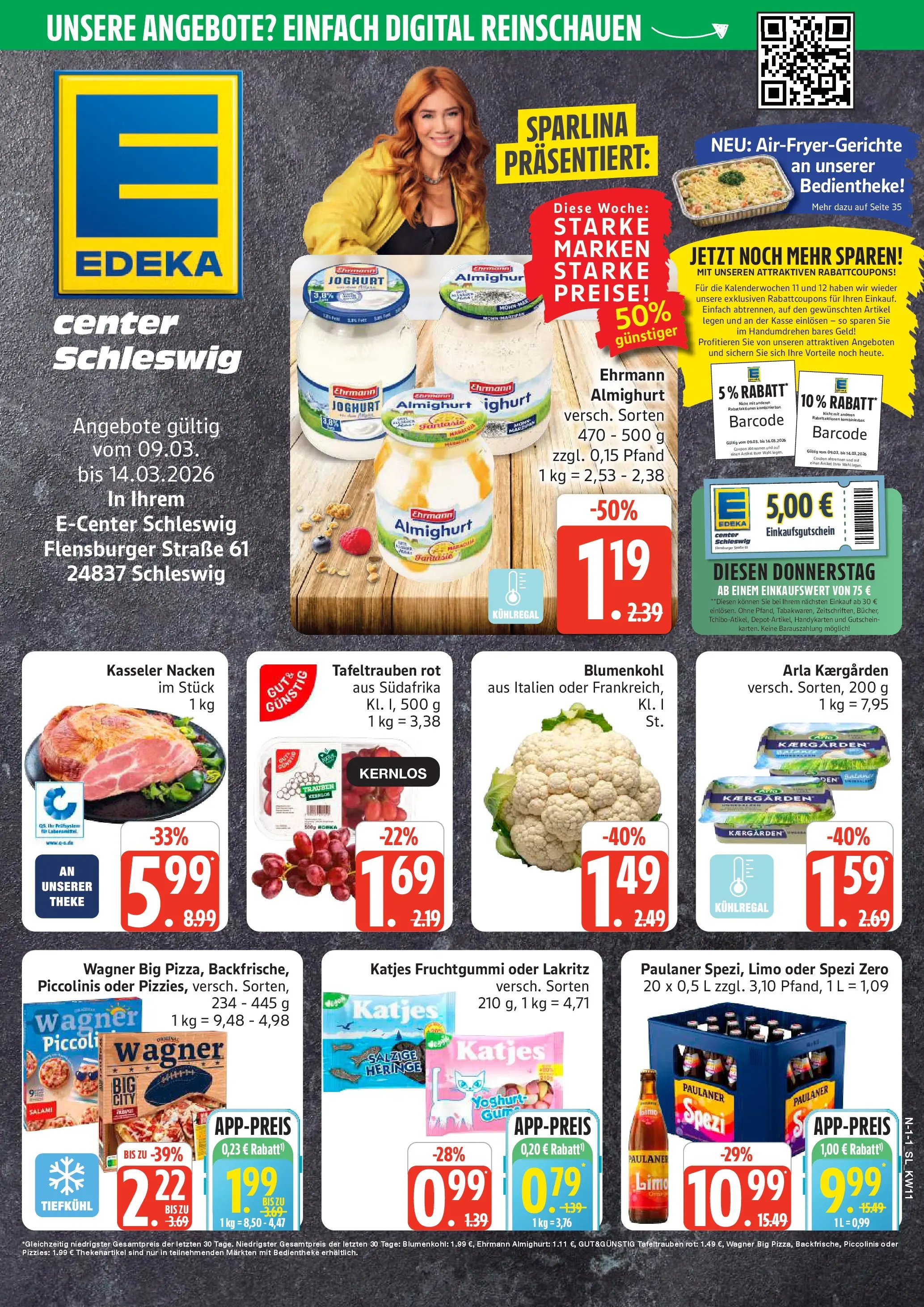 Edeka prospekt Schleswig	 (ab 09.03.2026) » Angebote Online | Seite: 1 | Produkte: Joghurt, Kasseler nacken, Piccolinis, Paulaner