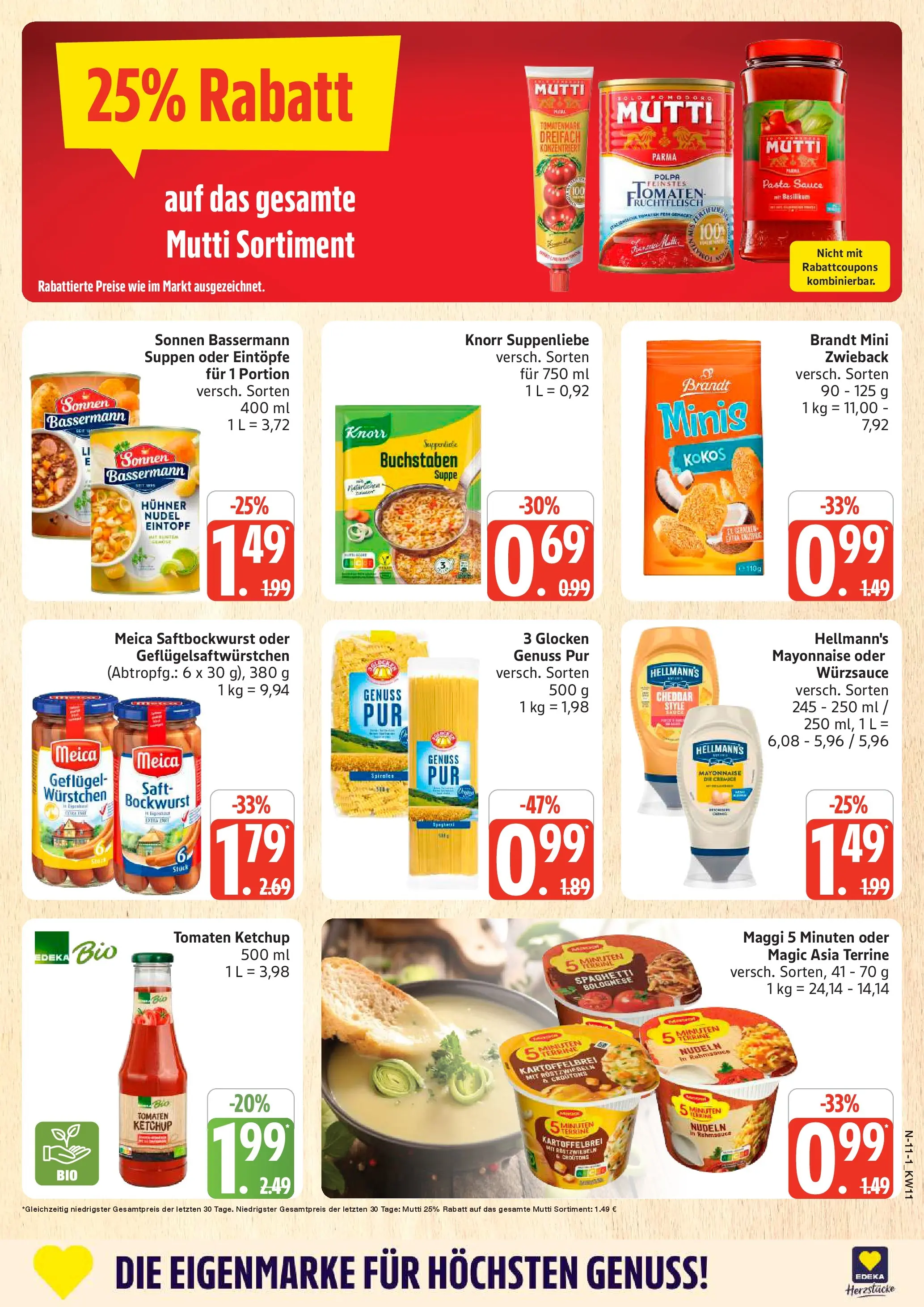 Edeka prospekt Schleswig	 (ab 09.03.2026) » Angebote Online | Seite: 11 | Produkte: Bockwurst, Pasta, Nudeln, Ketchup