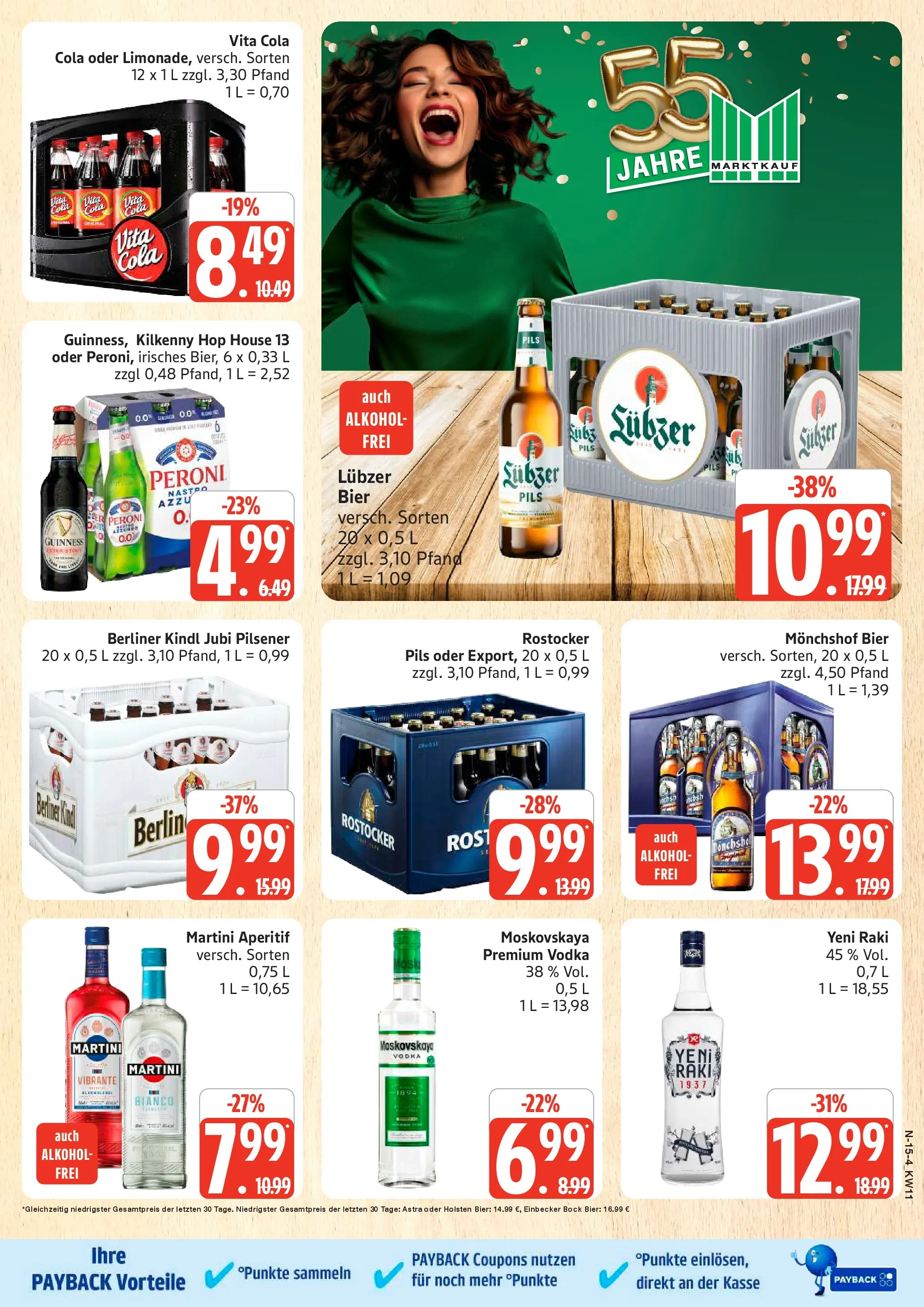 Marktkauf Prospekt Rostock (ab 09.03.2026) » Angebote online | Seite: 15 | Produkte: Berliner, Monchshof, Bier, Vita cola