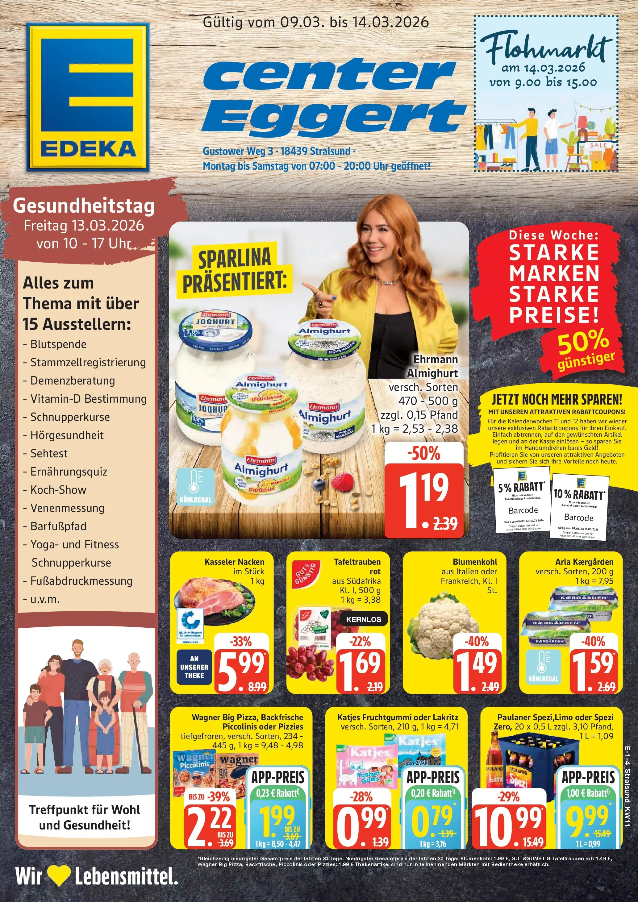 Edeka prospekt Stralsund	 (ab 09.03.2026) » Angebote Online | Seite: 1 | Produkte: Butter, Joghurt, Blumenkohl, Paulaner