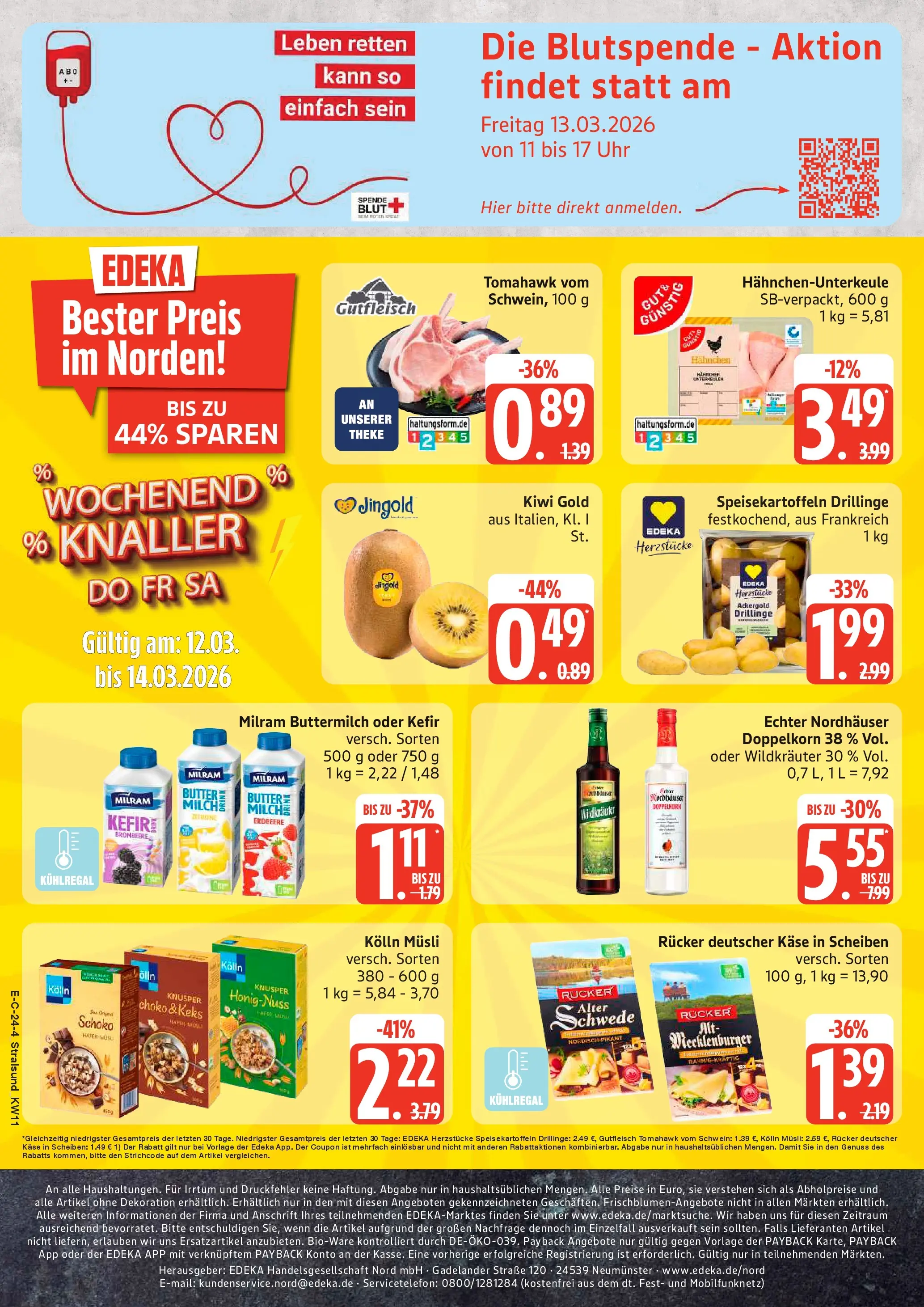 Edeka prospekt Stralsund	 (ab 09.03.2026) » Angebote Online | Seite: 26 | Produkte: Hahnchen, Käse, Theke, Uhr