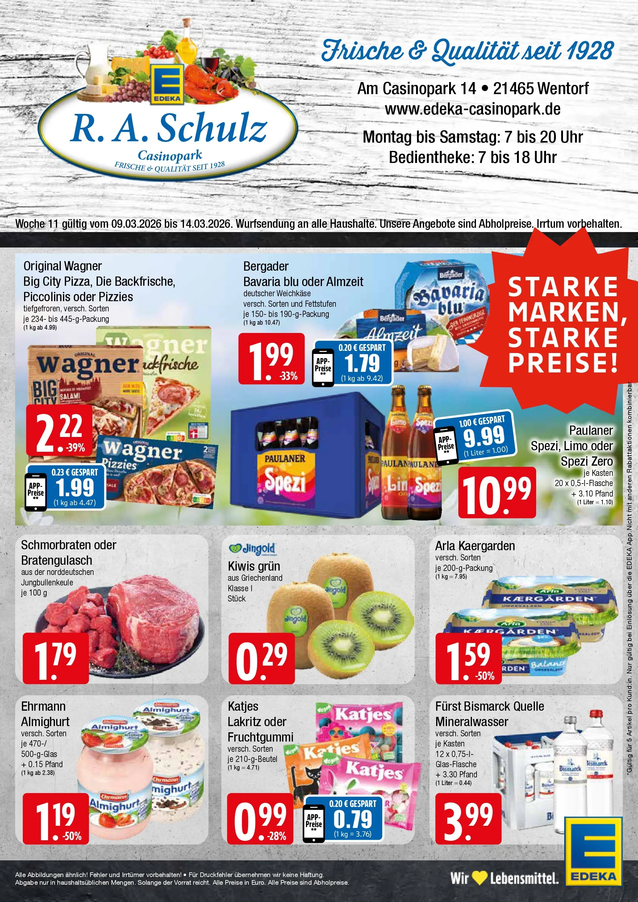 Edeka prospekt Wentorf	 (ab 09.03.2026) » Angebote Online | Seite: 1 | Produkte: Ehrmann almighurt, Pizza, Uhr, Paulaner