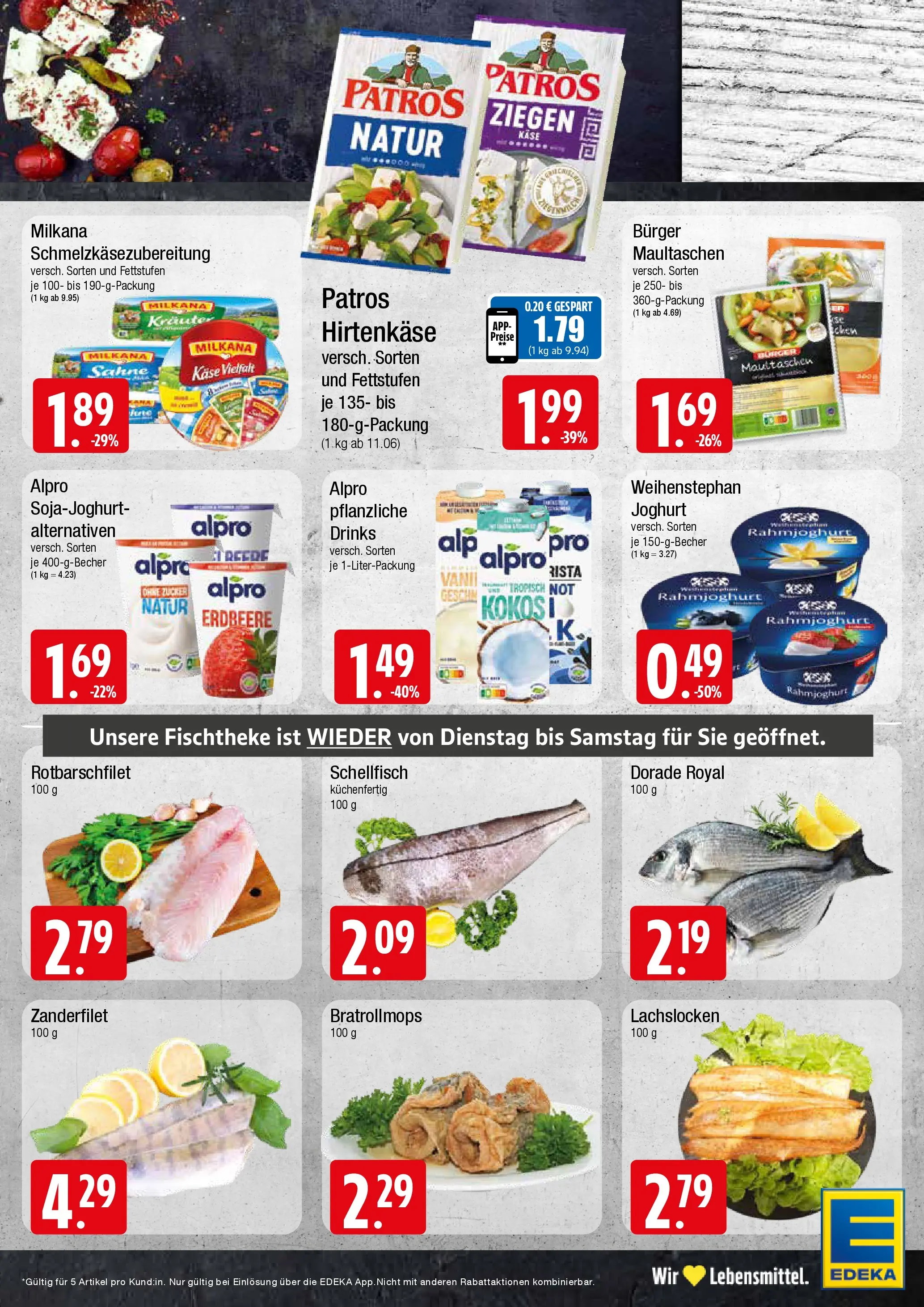 Edeka prospekt Wentorf	 (ab 09.03.2026) » Angebote Online | Seite: 5 | Produkte: Feta, Burger, Pasta, Sahne