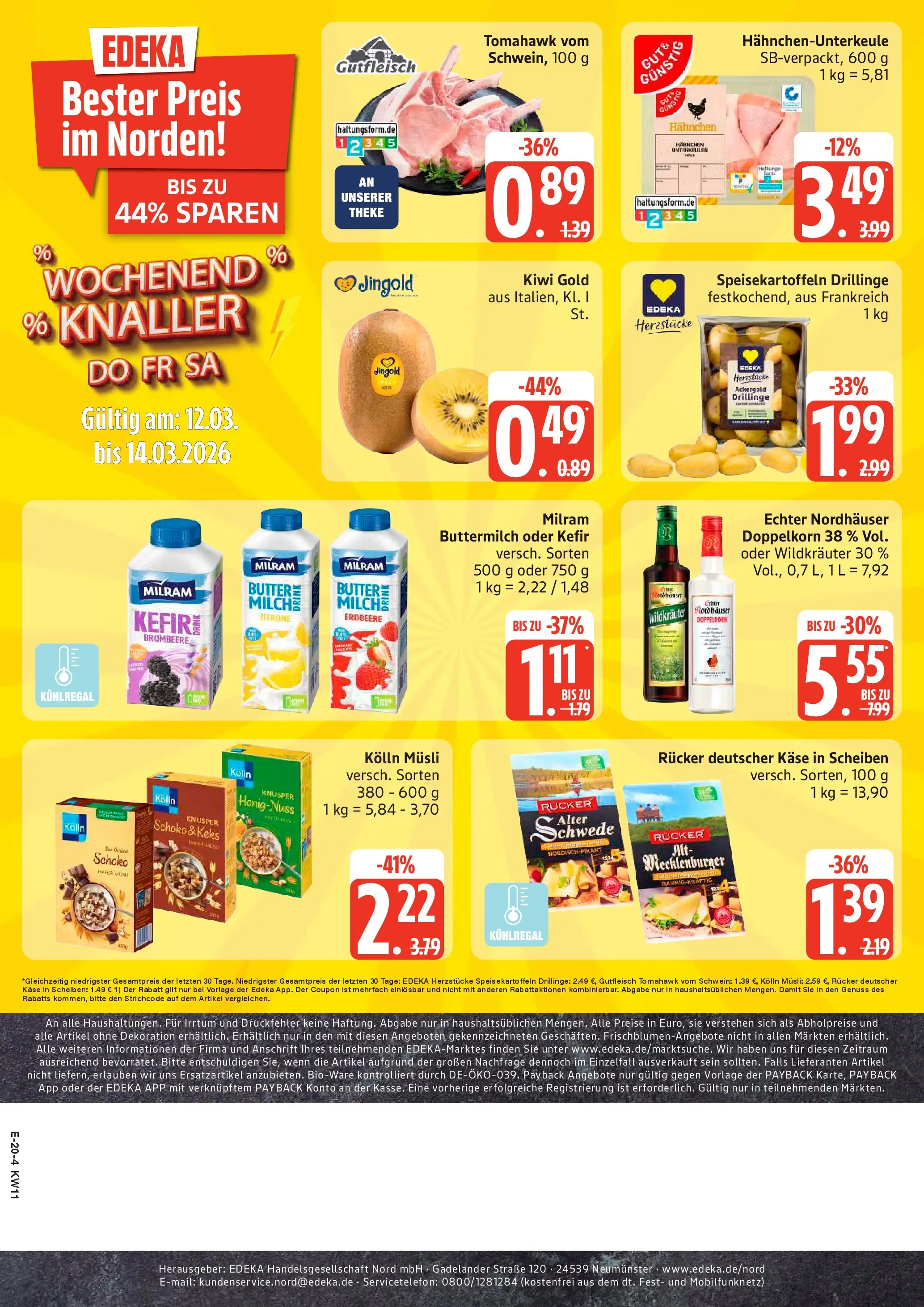 Edeka prospekt Rostock	 (ab 09.03.2026) » Angebote Online | Seite: 22 | Produkte: Hahnchen, Kolln, Milram, Zitrone